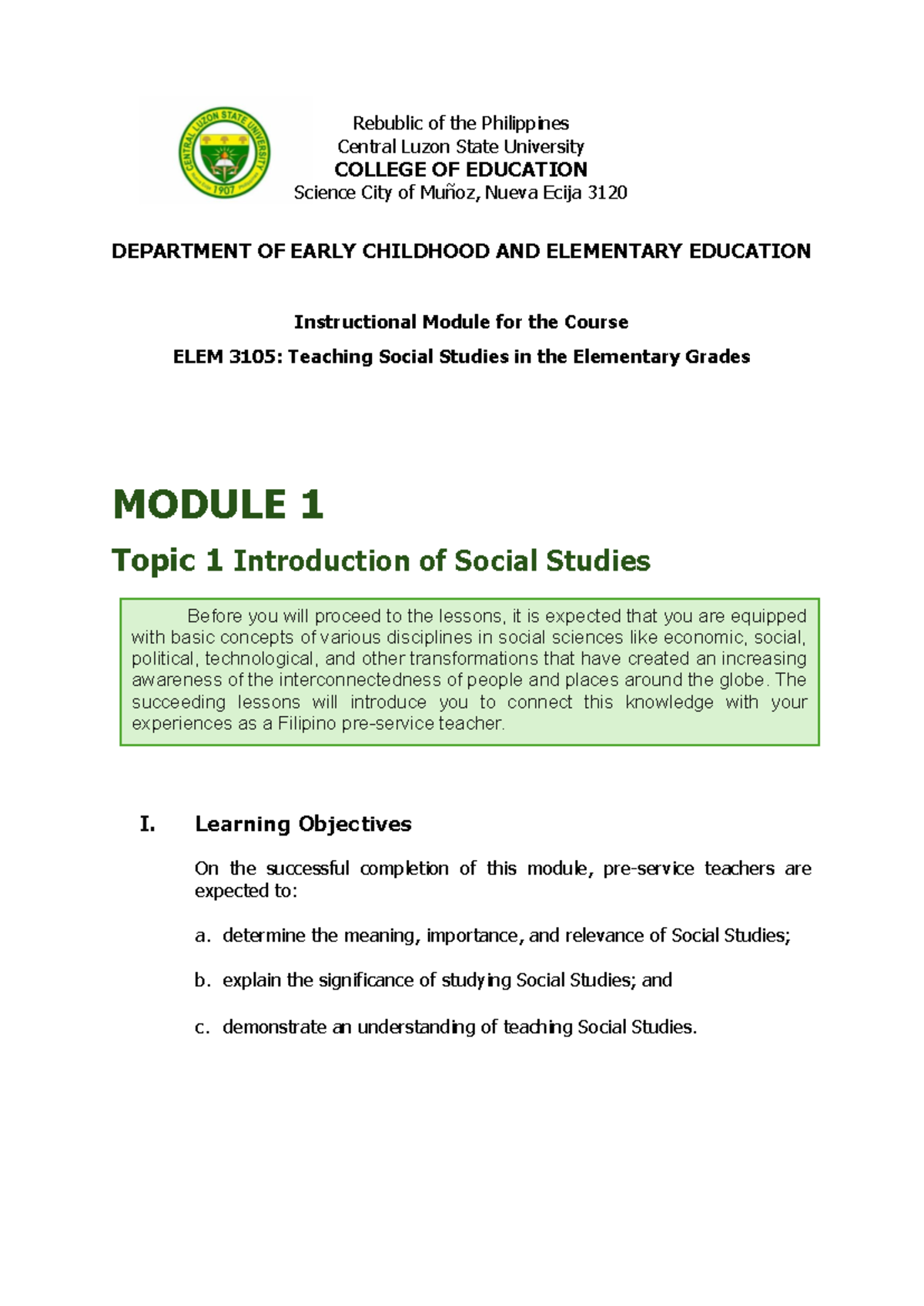 Ilide - modules for elementary pt - Rebublic of the Philippines Central ...
