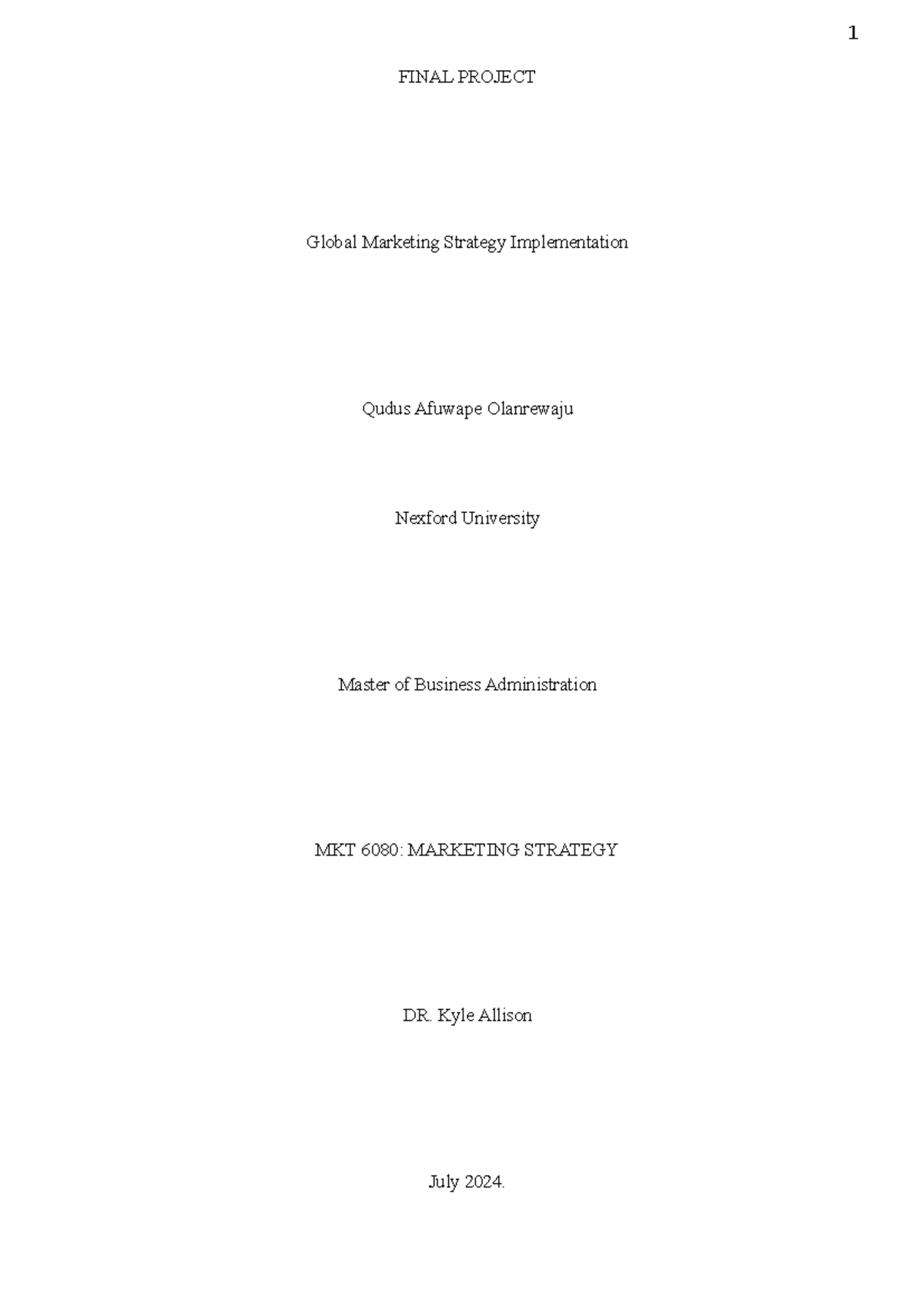 MKT 6080 Final Project: Global Marketing Strategy for JSSI - Studocu