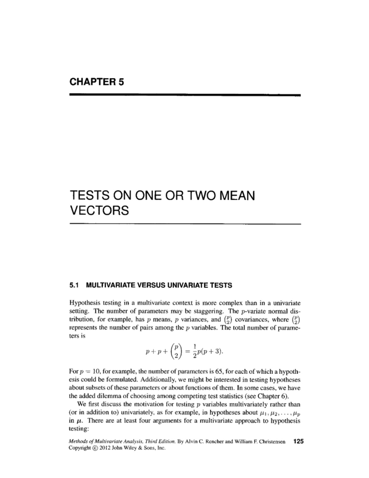 Multivariate Tests on Mean Vectors: Hypothesis Testing Review (STAT 500 ...