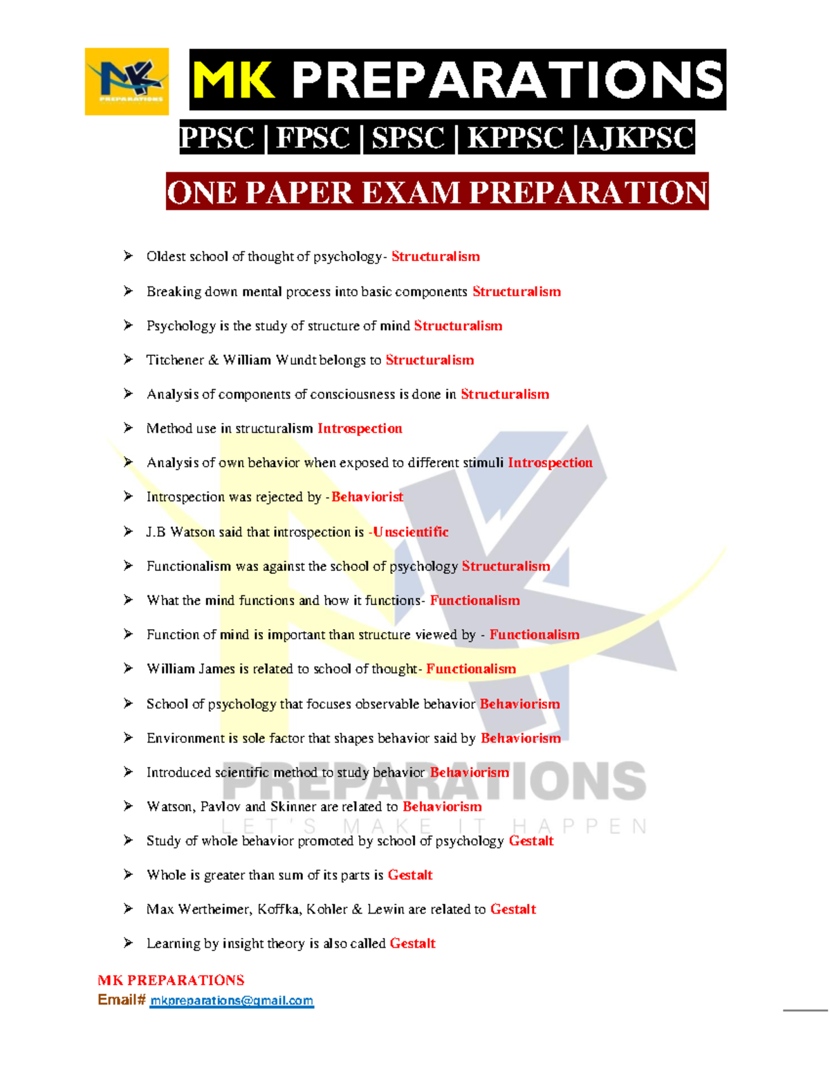 MK PREPARATIONS PPSC FPSC SPSC KPPSC ONE PAPER EXAM PREP: Educational ...