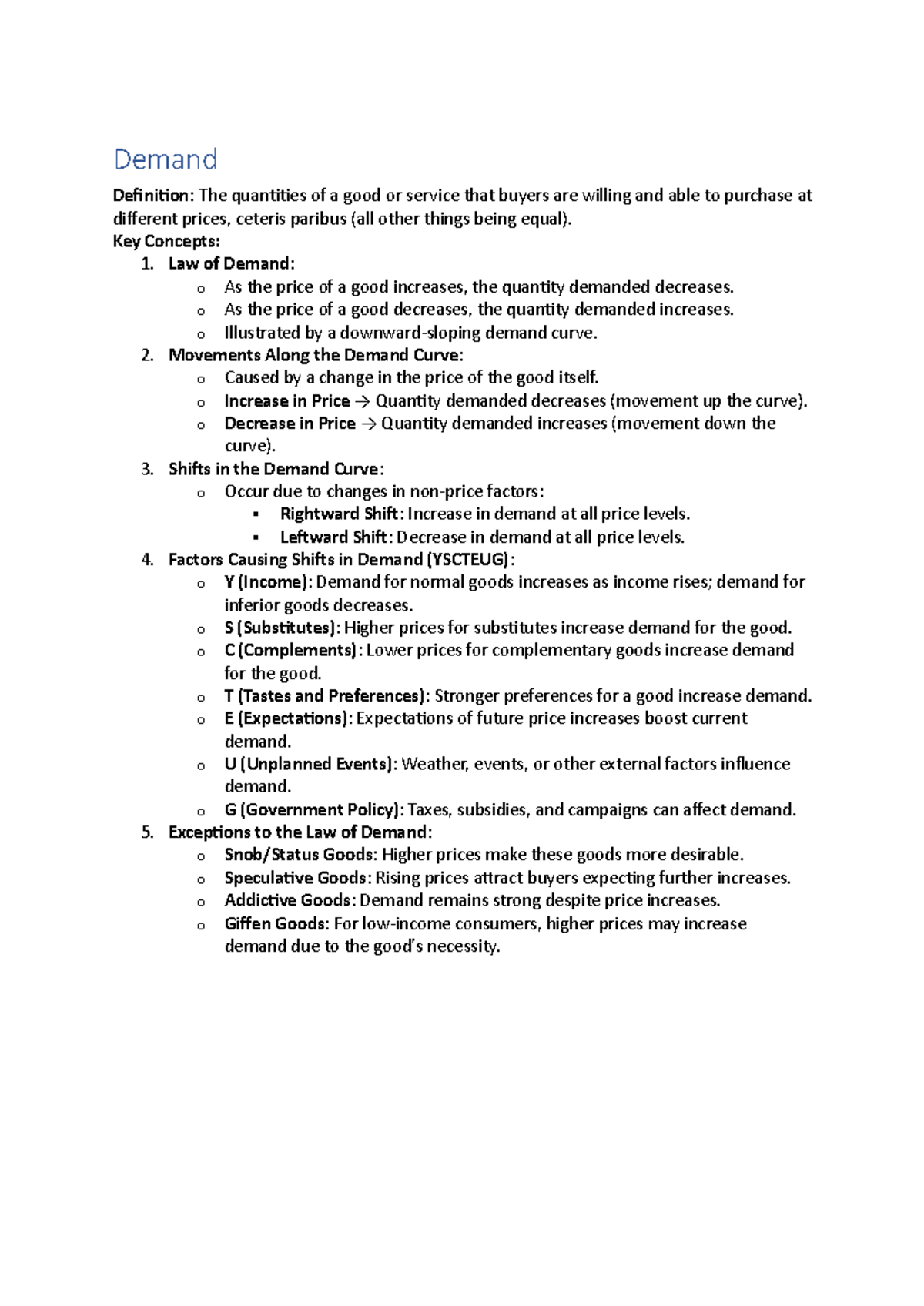 ECN 101: Intro to Economics - Comprehensive Study Notes on Demand ...