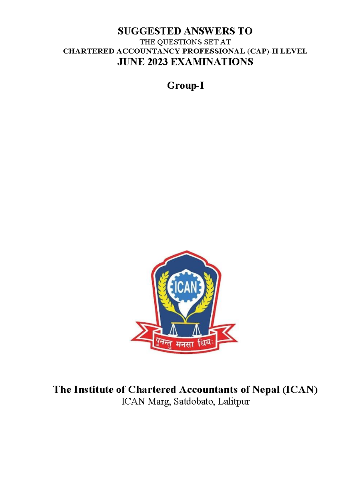 Suggested CAP II Group I Exam Solutions - June 2023 - Studocu