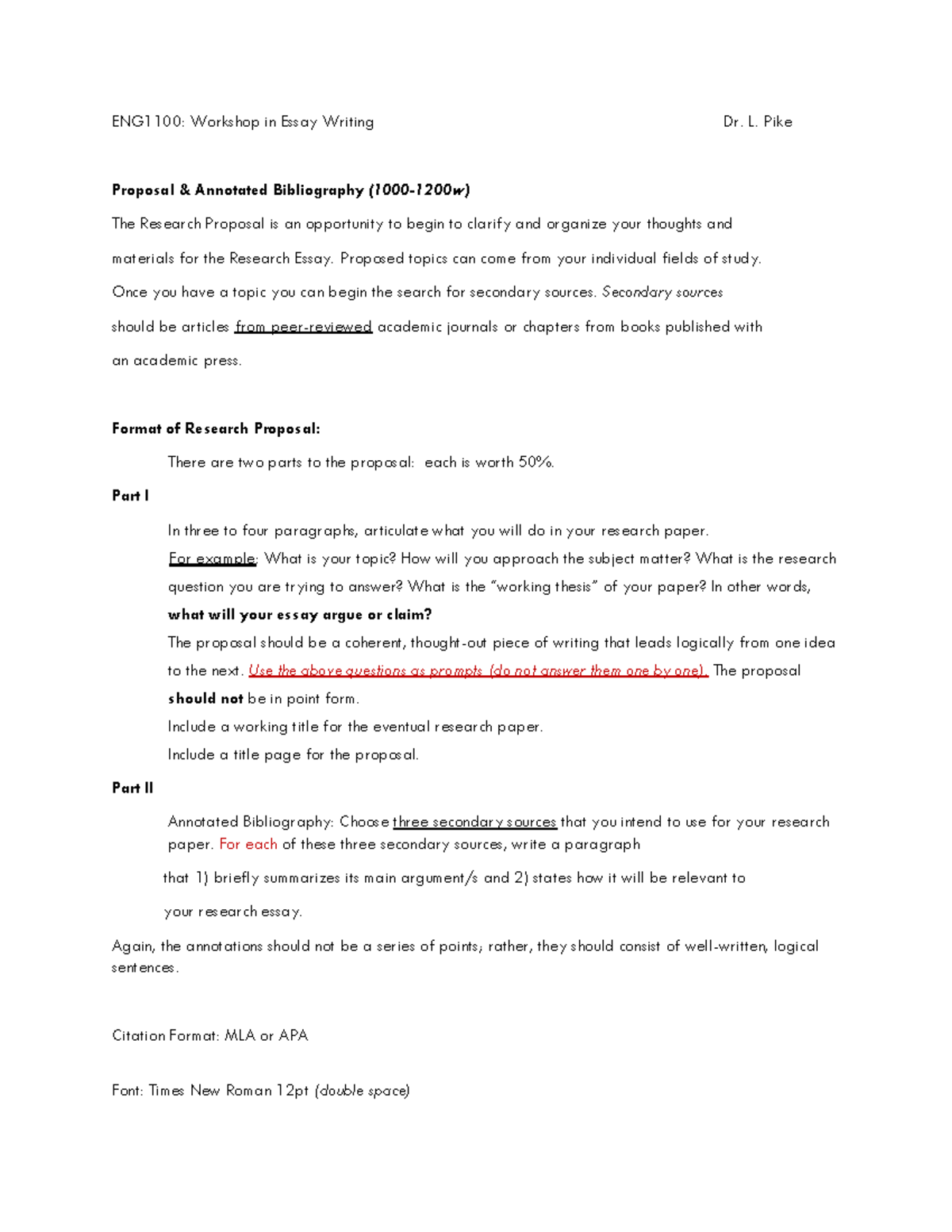 ENG1100: Research Proposal & Annotated Bibliography Guide - Studocu