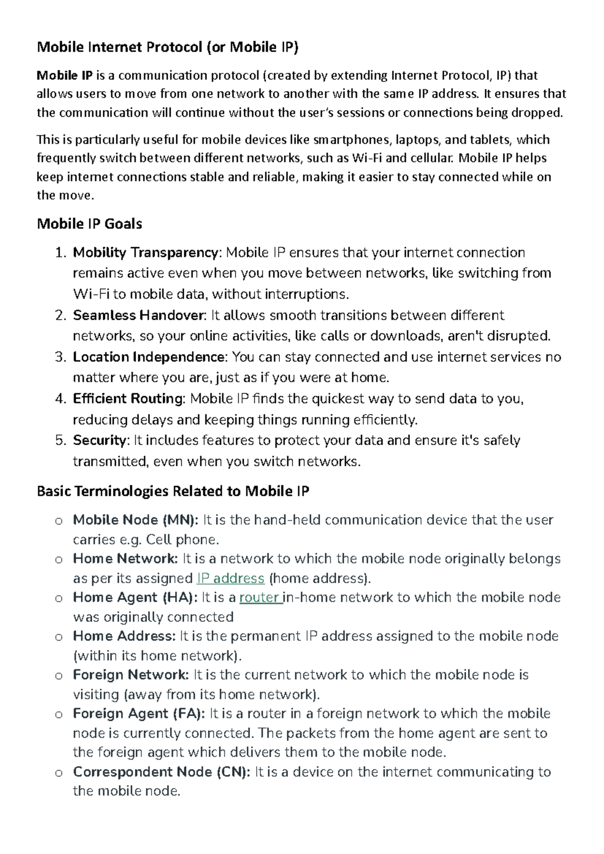 MWC Unit 3: Comprehensive Notes on Mobile Internet Protocols and DHCP ...