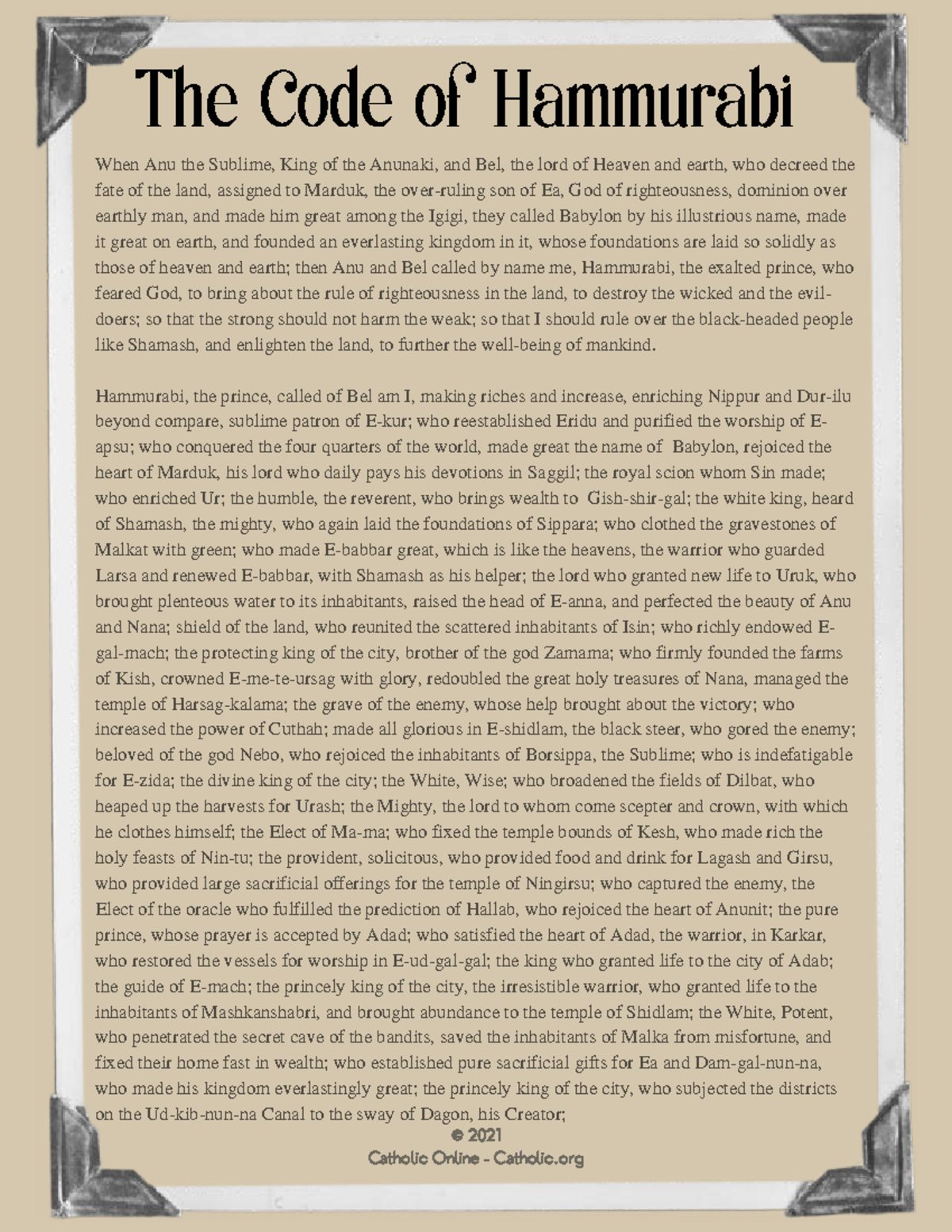 Study of the Code of Hammurabi: Laws & Principles of Justice - Studocu