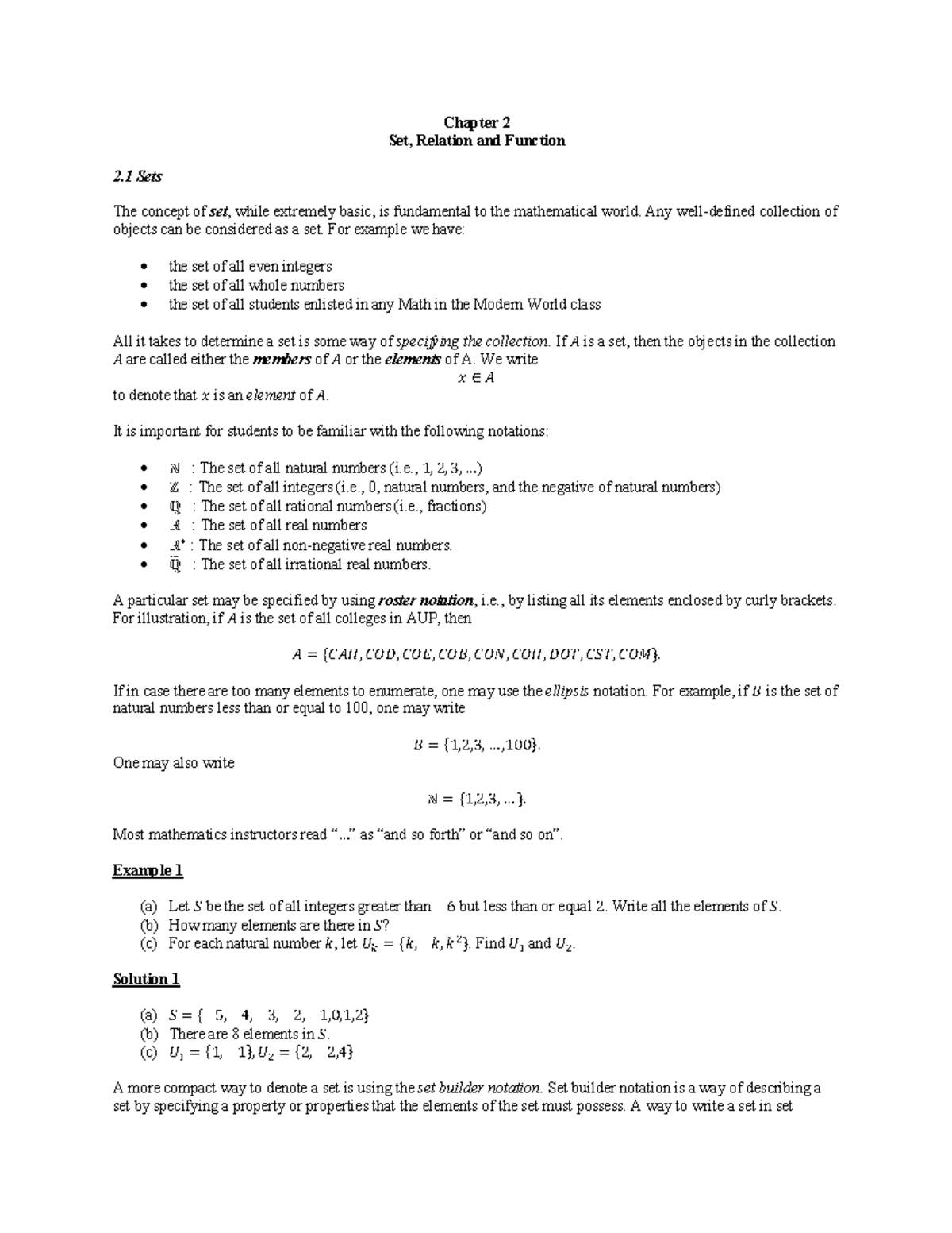 Chapter 2 MMW - Sets, Relations and Functions Explained - Studocu
