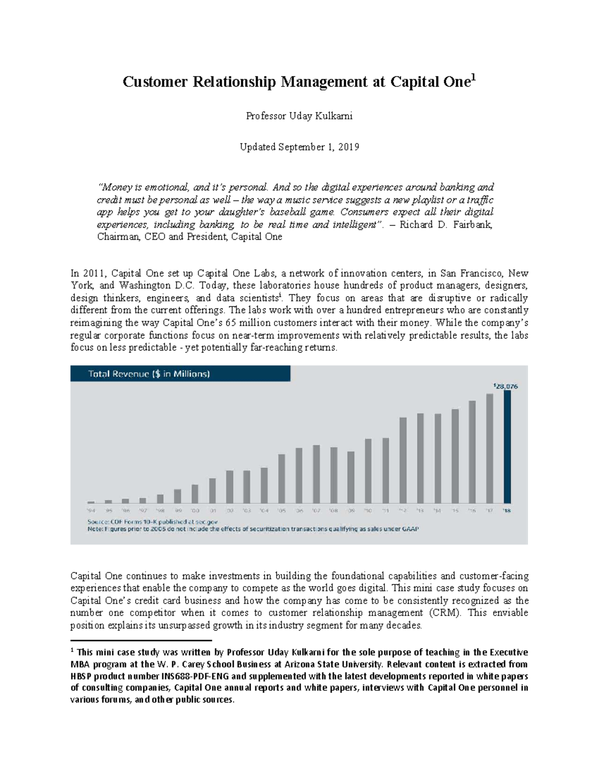 Capital One CRM Mini Case Study (EMBA 2019) - Studocu