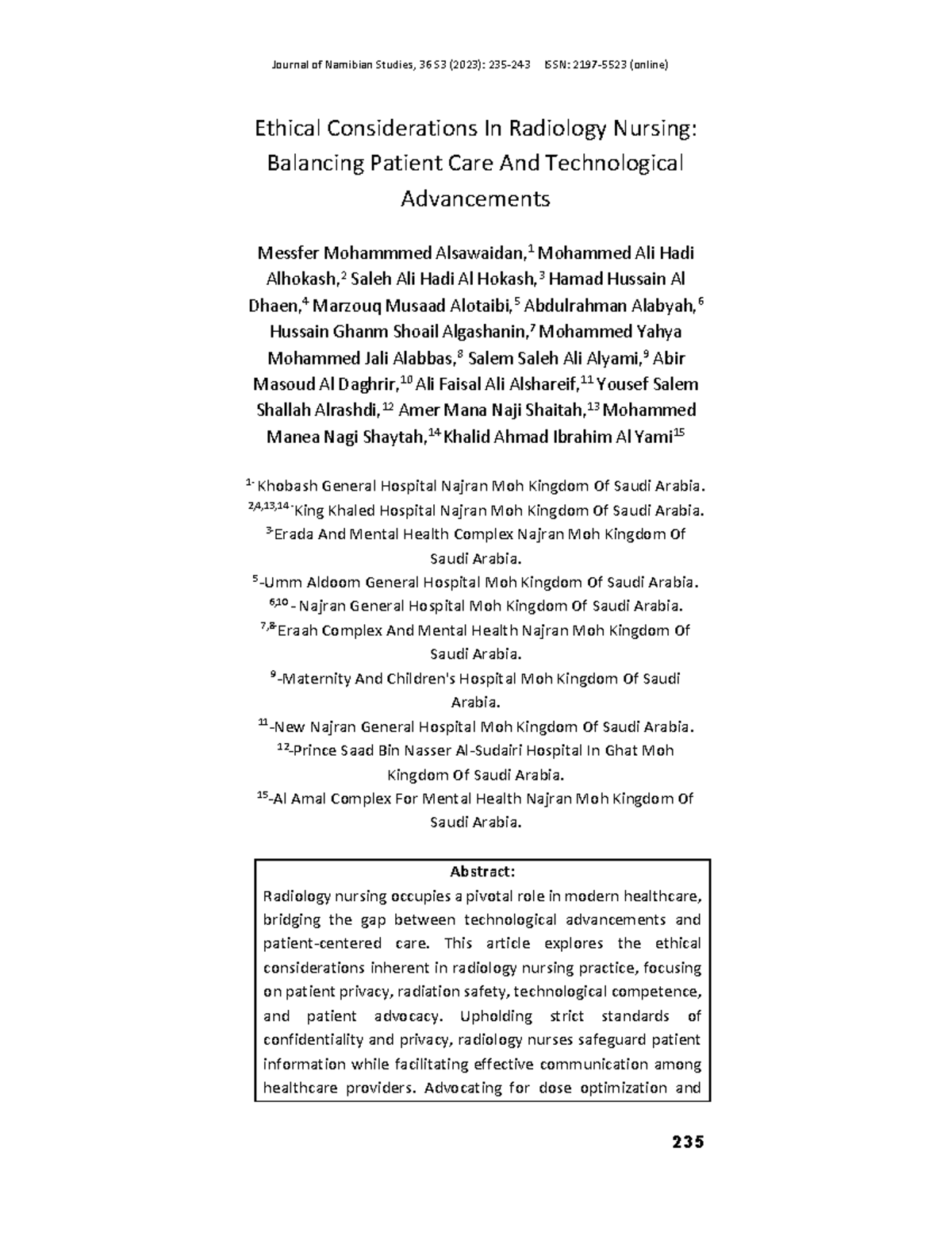 Ethical Considerations in Radiology Nursing: Balancing Care & Tech (JNS ...