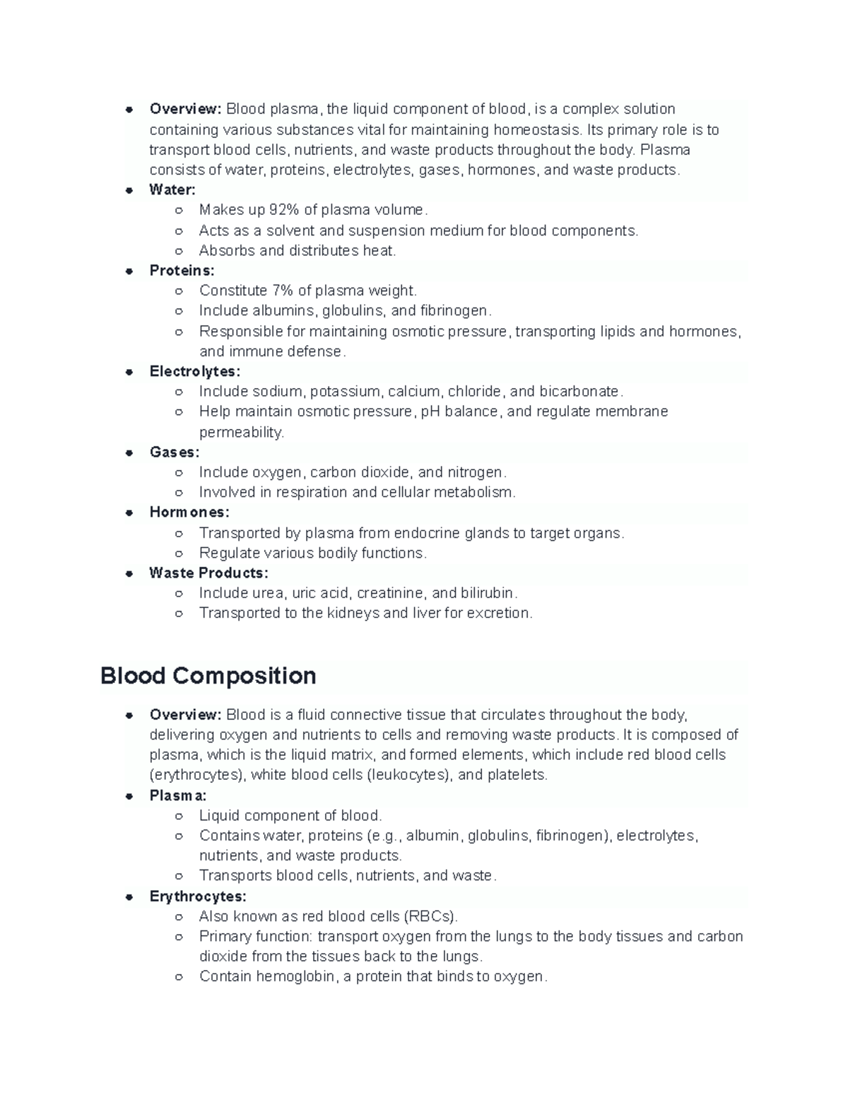Blood Composition and Hemostasis Overview (Bio 101) - Overview: Blood ...