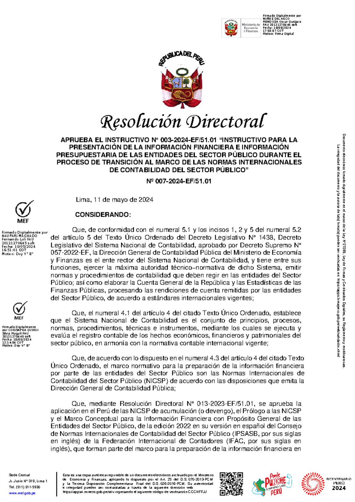 Instructivo N° 003-2024-EF/51.01 para la Presentación de Información Financiera - Document Preview