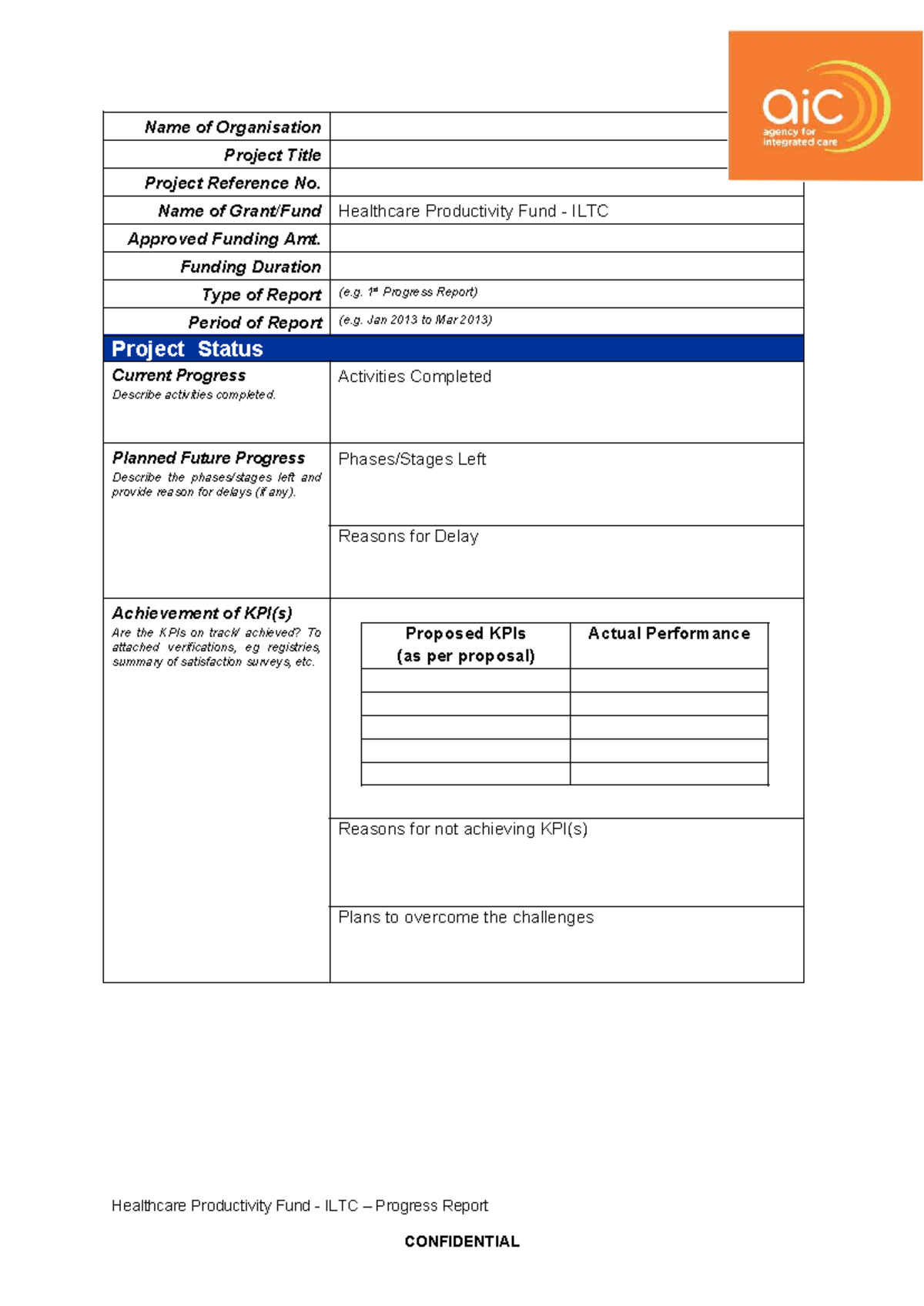 Healthcare Productivity Fund ILTC Progress Report Sample 1 - Studocu