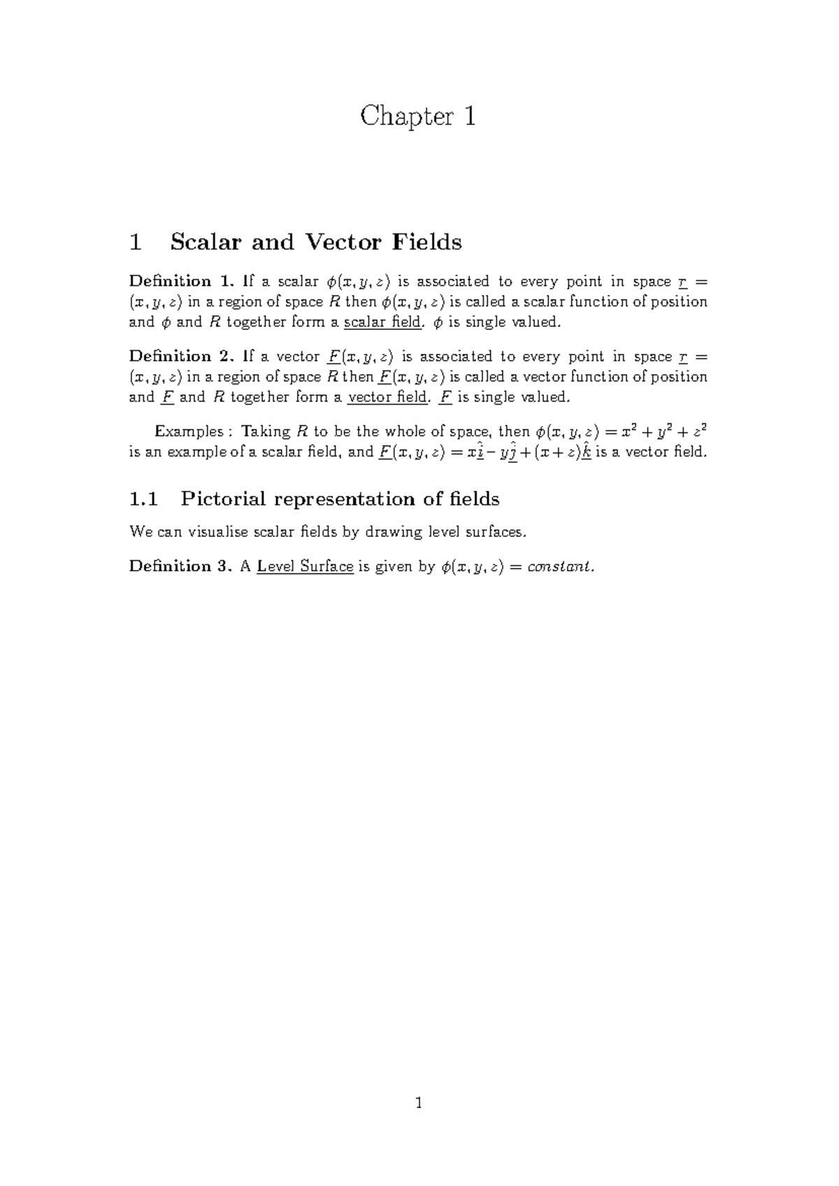 Topic Overview of Scalar and Vector Fields - Chapter 1 Notes - Studocu