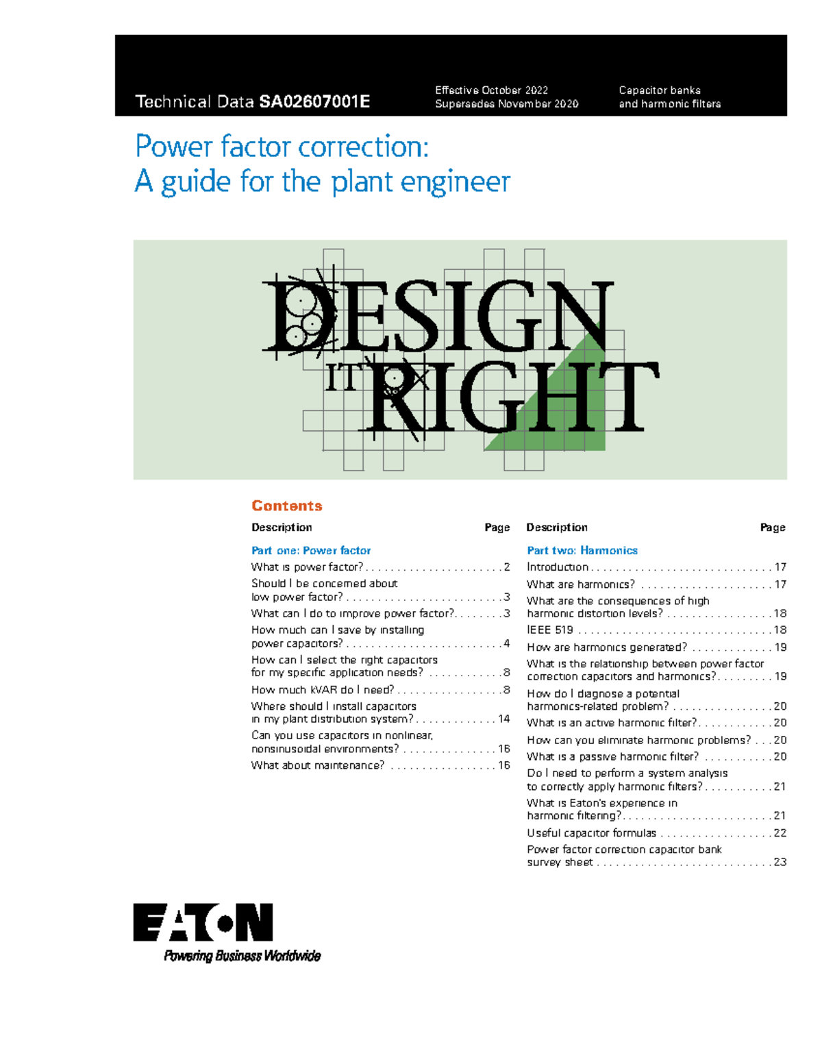 Eaton PFC Guide for Plant Engineers (SA02607001E) - Effective Oct 2022 ...