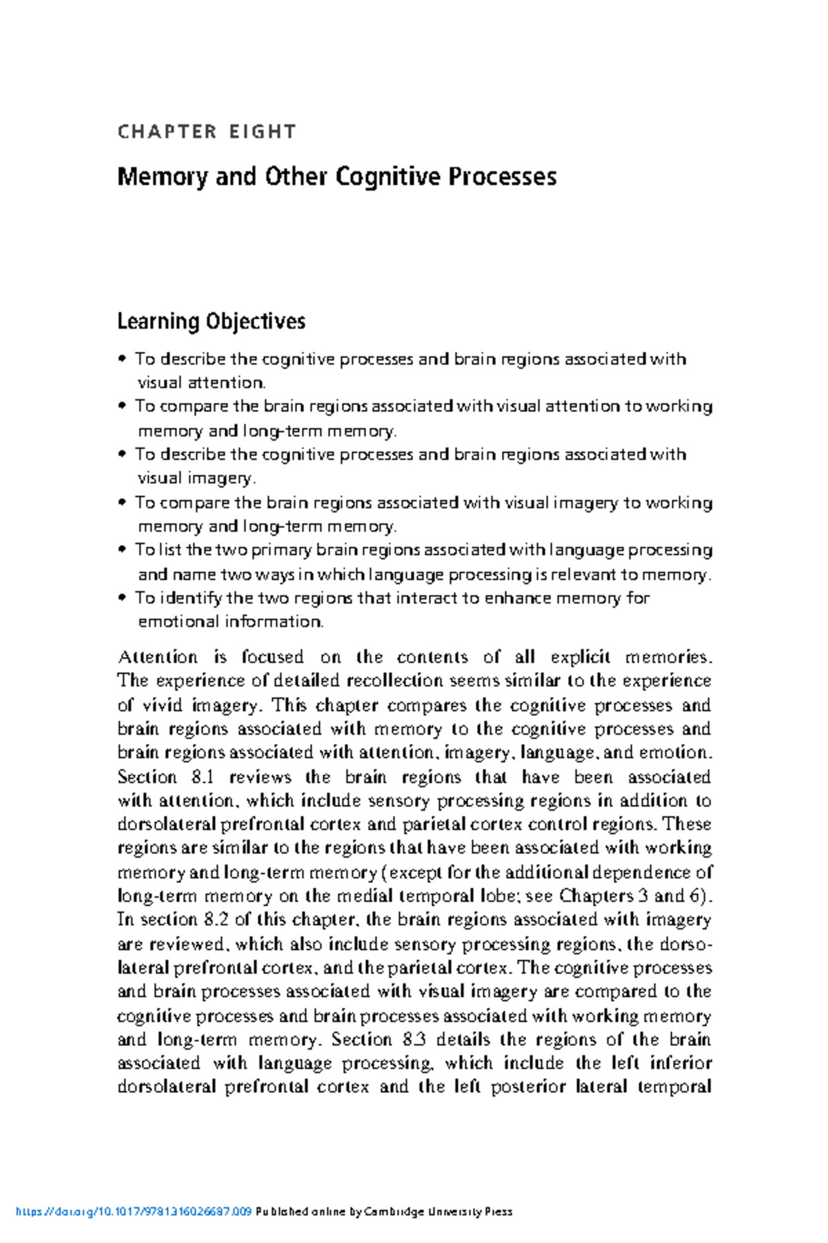 Cognitive Processes & Brain Mechanisms: Memory, Attention, Emotion ...