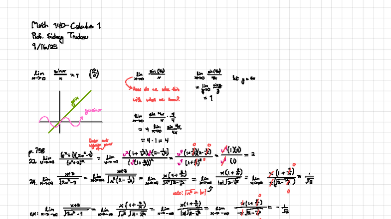 Limits at Infinity in Math Calculus 1 - Prof. Sidney Trudeau - Studocu
