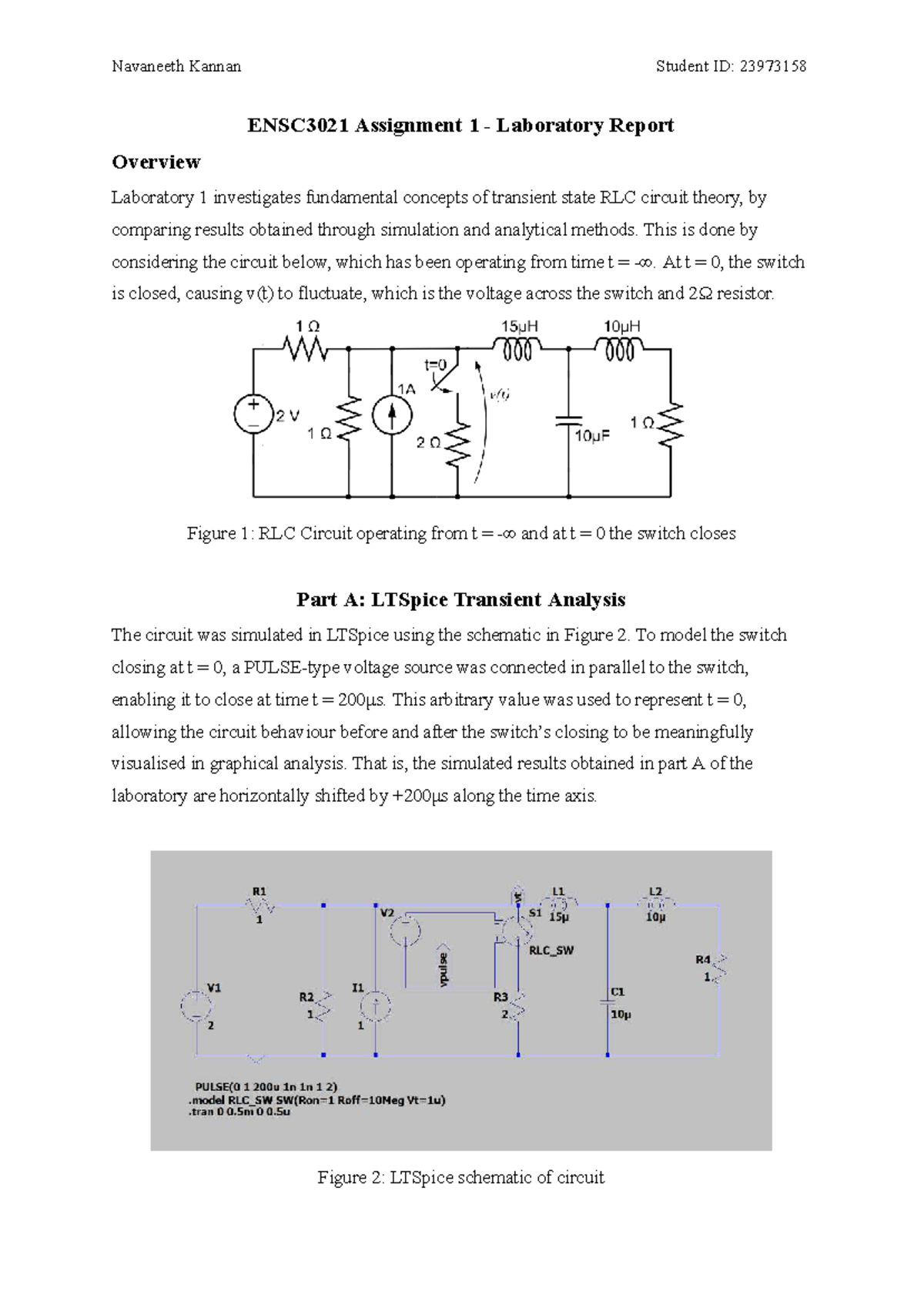 ELEC3021 Lab Report 1: Transient Analysis of RLC Circuits - Studocu
