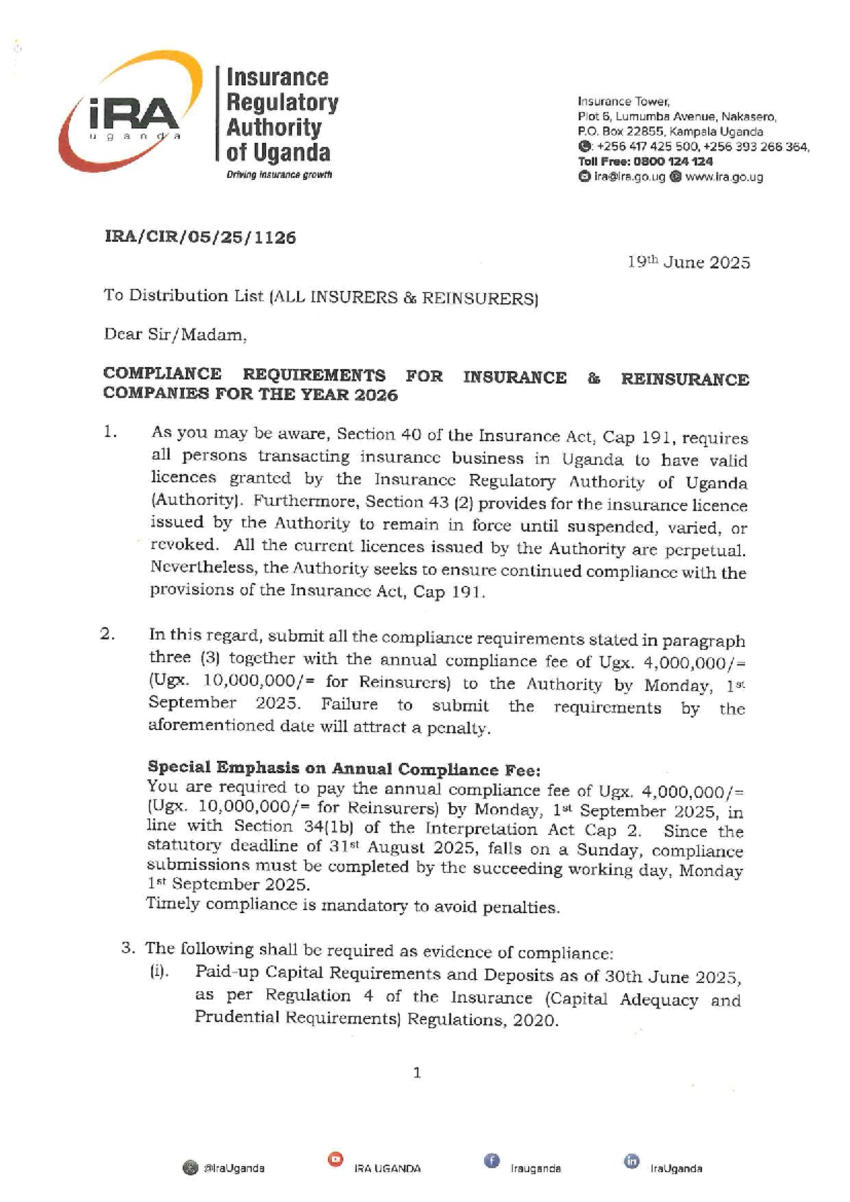 Circular - Compliance Requirements for Insurers & Reinsurers 2026 - Studocu