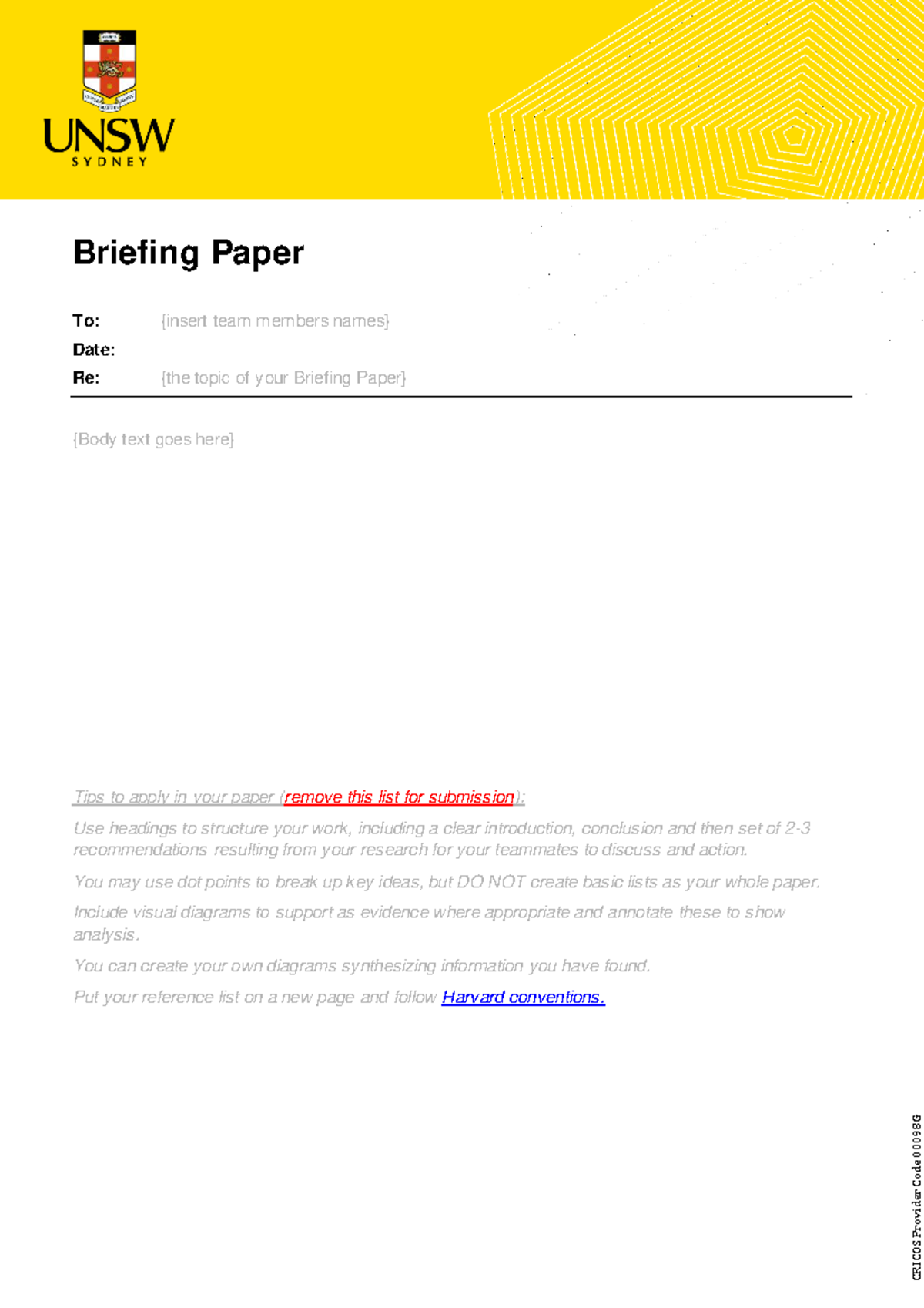 Briefing Paper Template: Process & Guidelines for Team Members - Studocu