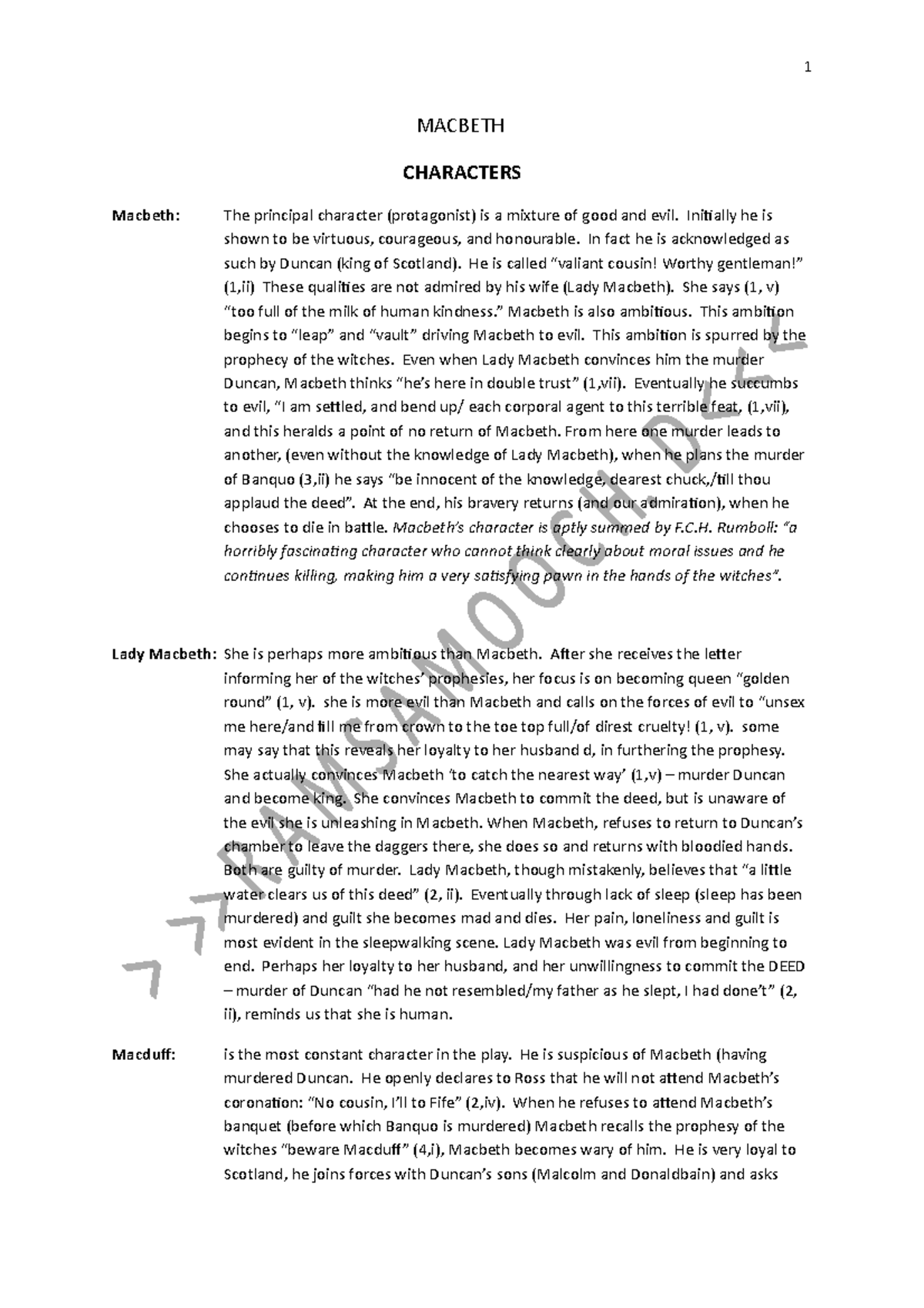 Macbeth ENG 101: In-Depth Character and Theme Analysis Notes - Studocu