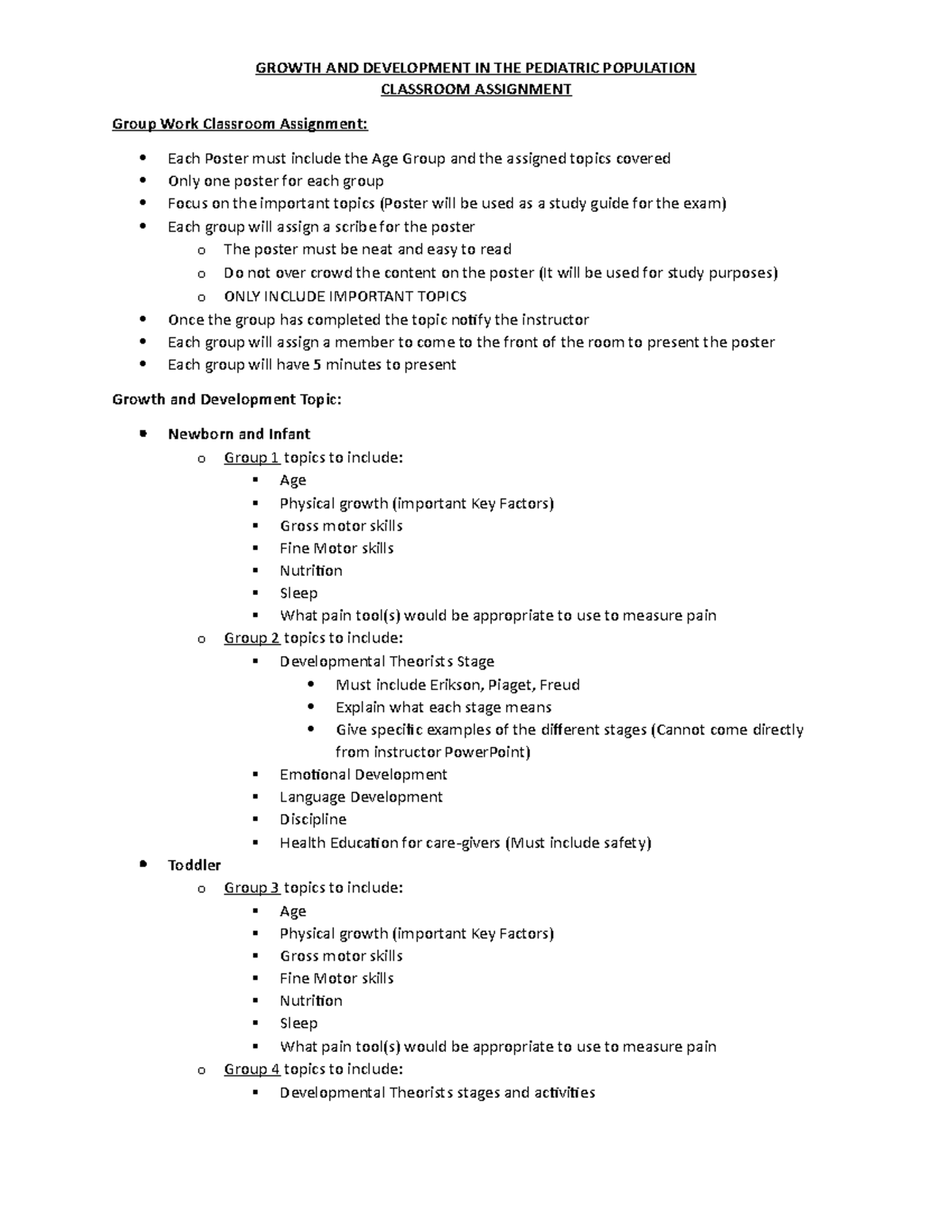 Growth and Development Classwork Student Instructions - GROWTH AND ...