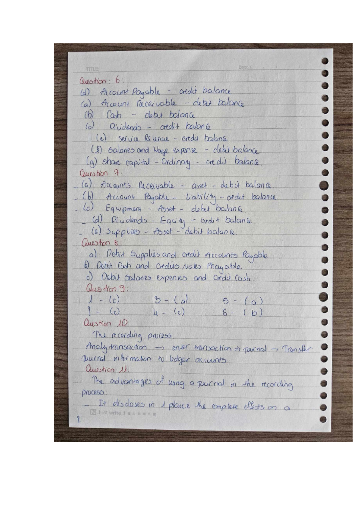 Homework Chapter 2: Accounting Transactions and Trial Balances (Course ...