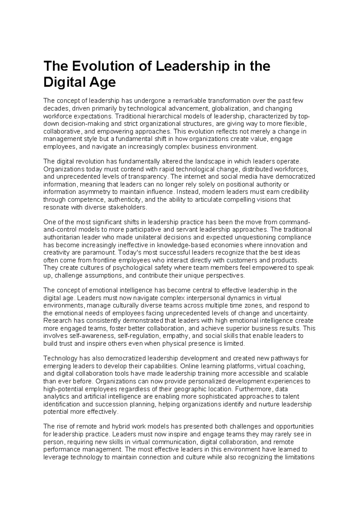 The Evolution of Leadership in the Digital Age: Insights and Trends ...