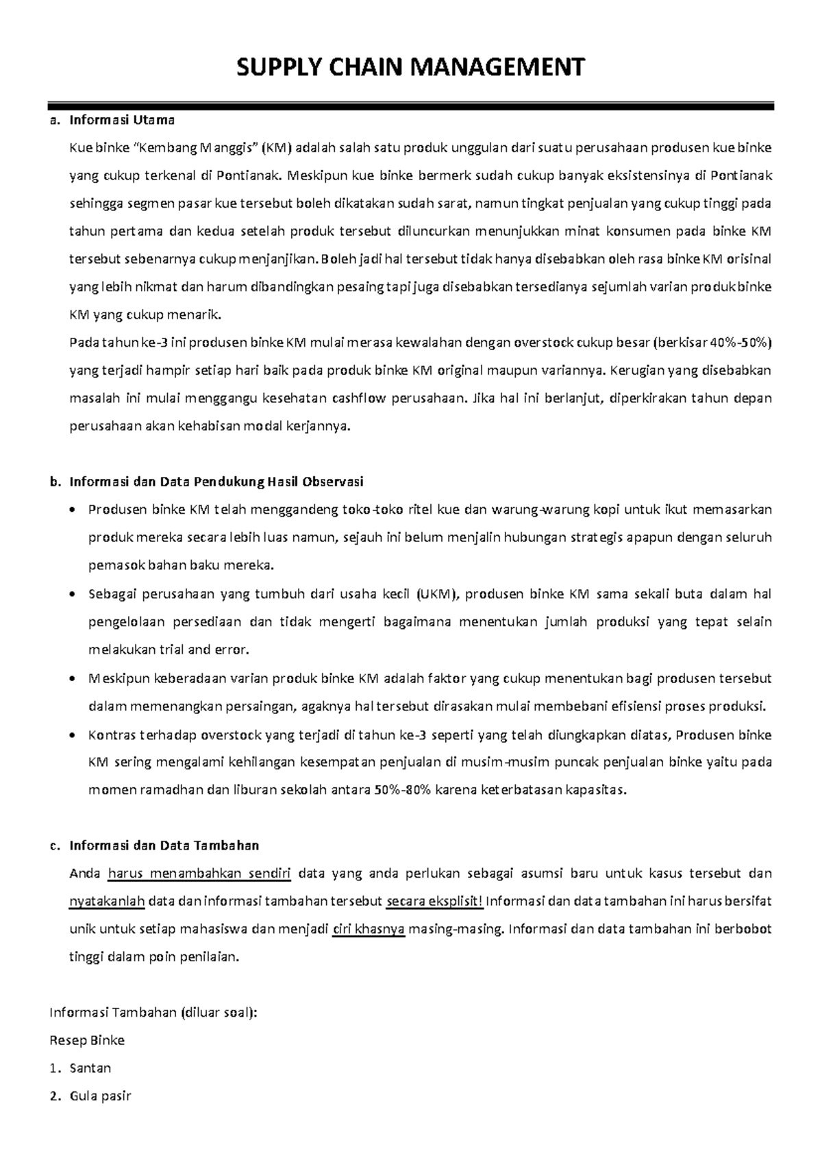 Supply Chain Management SCM Final Exam Notes on Binke KM - Studocu
