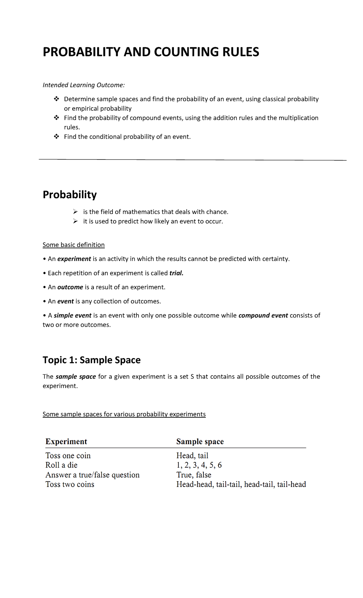 Probability AND Counting Rules - PROBABILITY AND COUNTING RULES ...