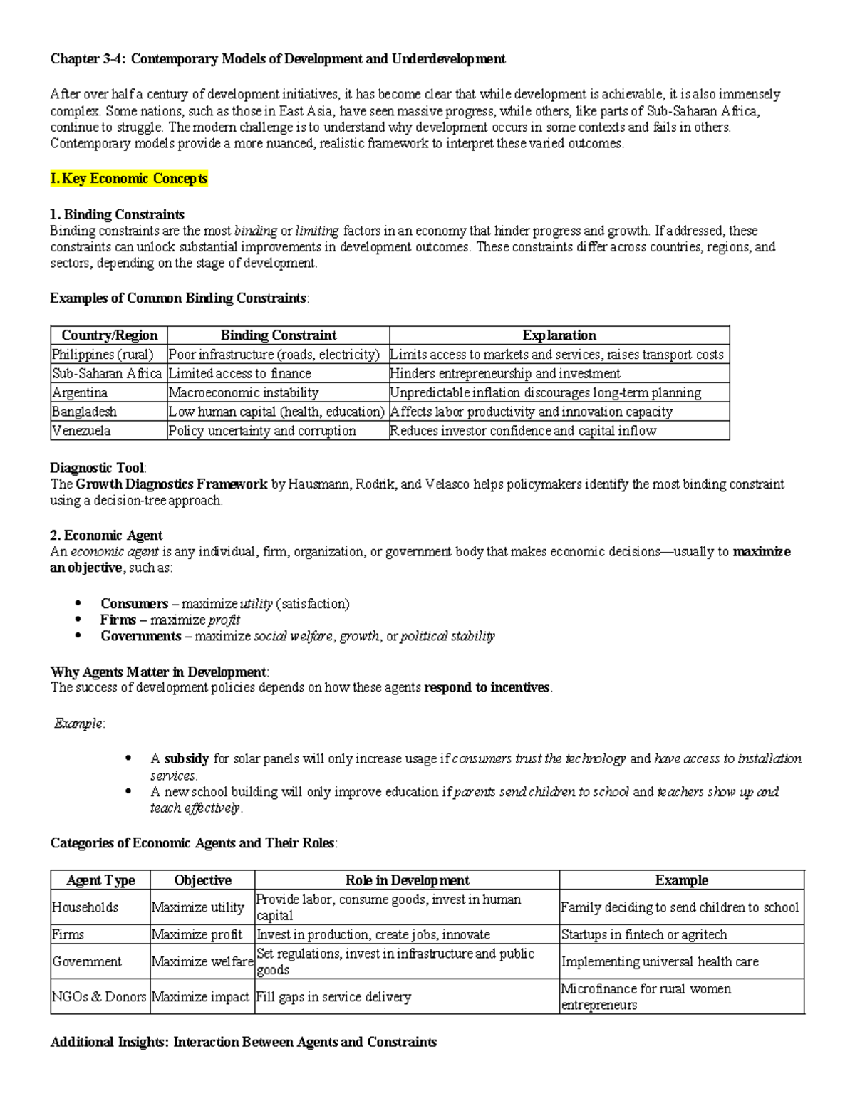 Chapter 3-4: Contemporary Models of Development & Underdevelopment ...