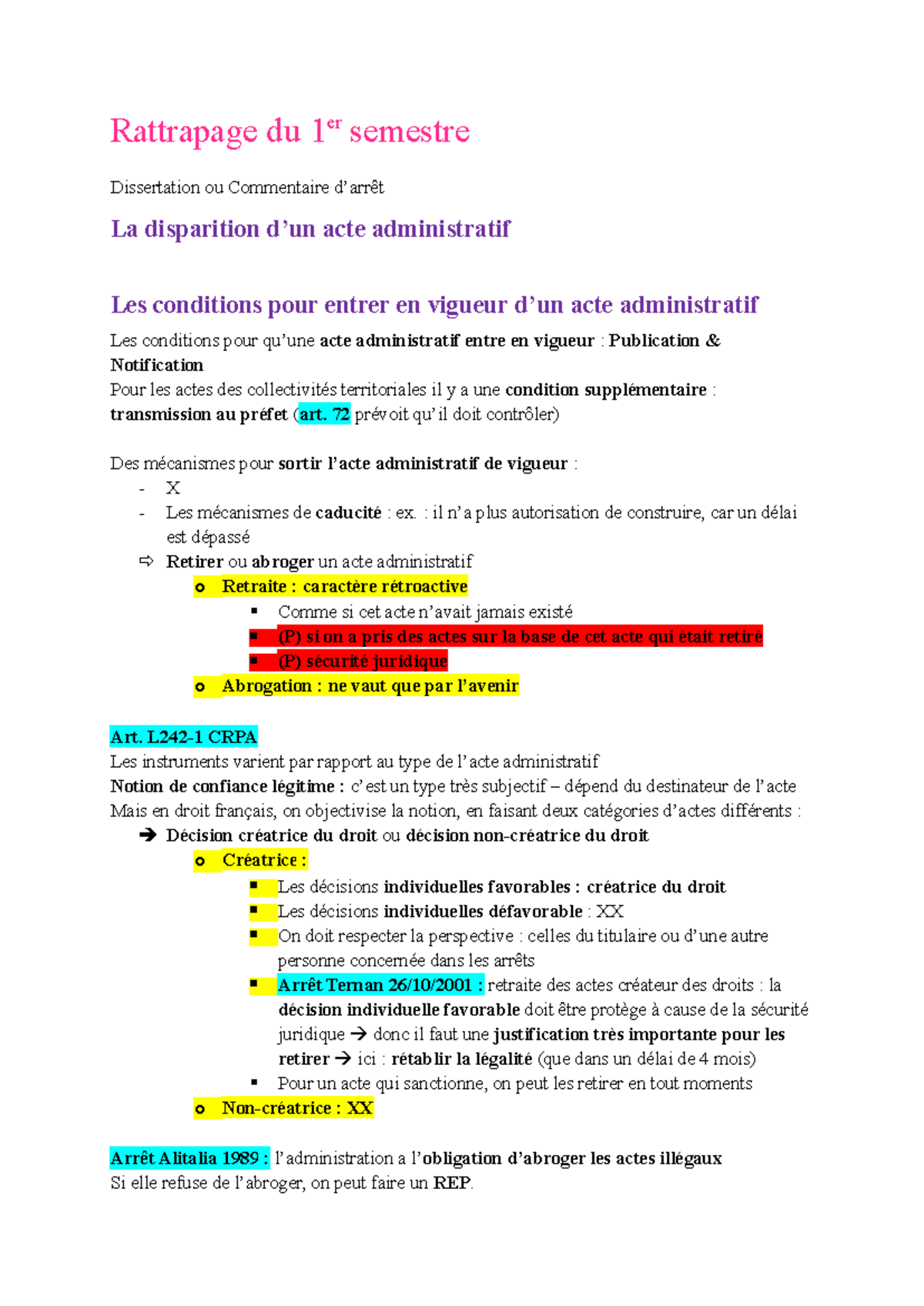 Droit Admin 2 - Dissertation sur les Actes Administratifs et leur ...