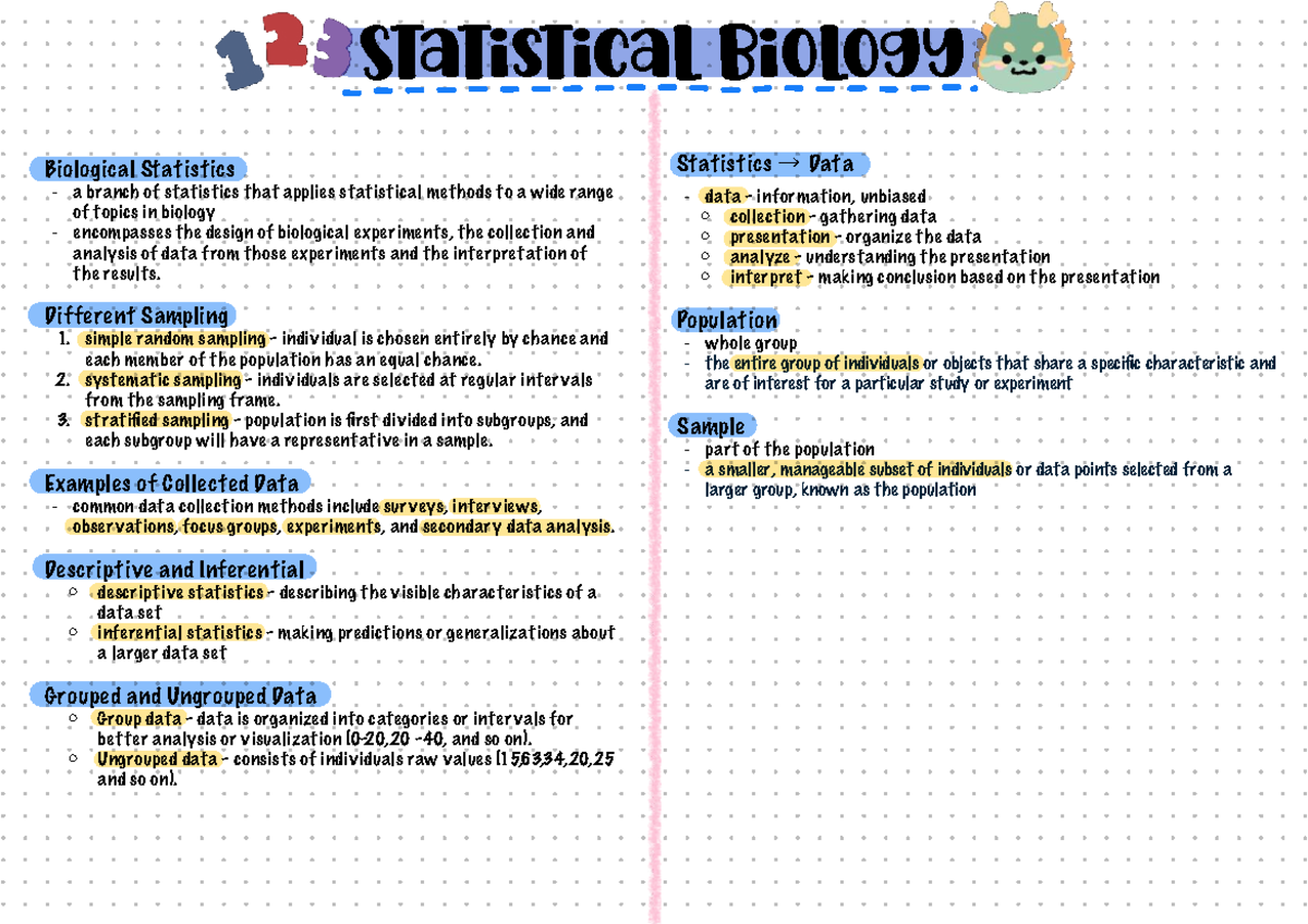 Bio Stats - GRSGSR: Understanding Statistical Methods in Biology - Studocu
