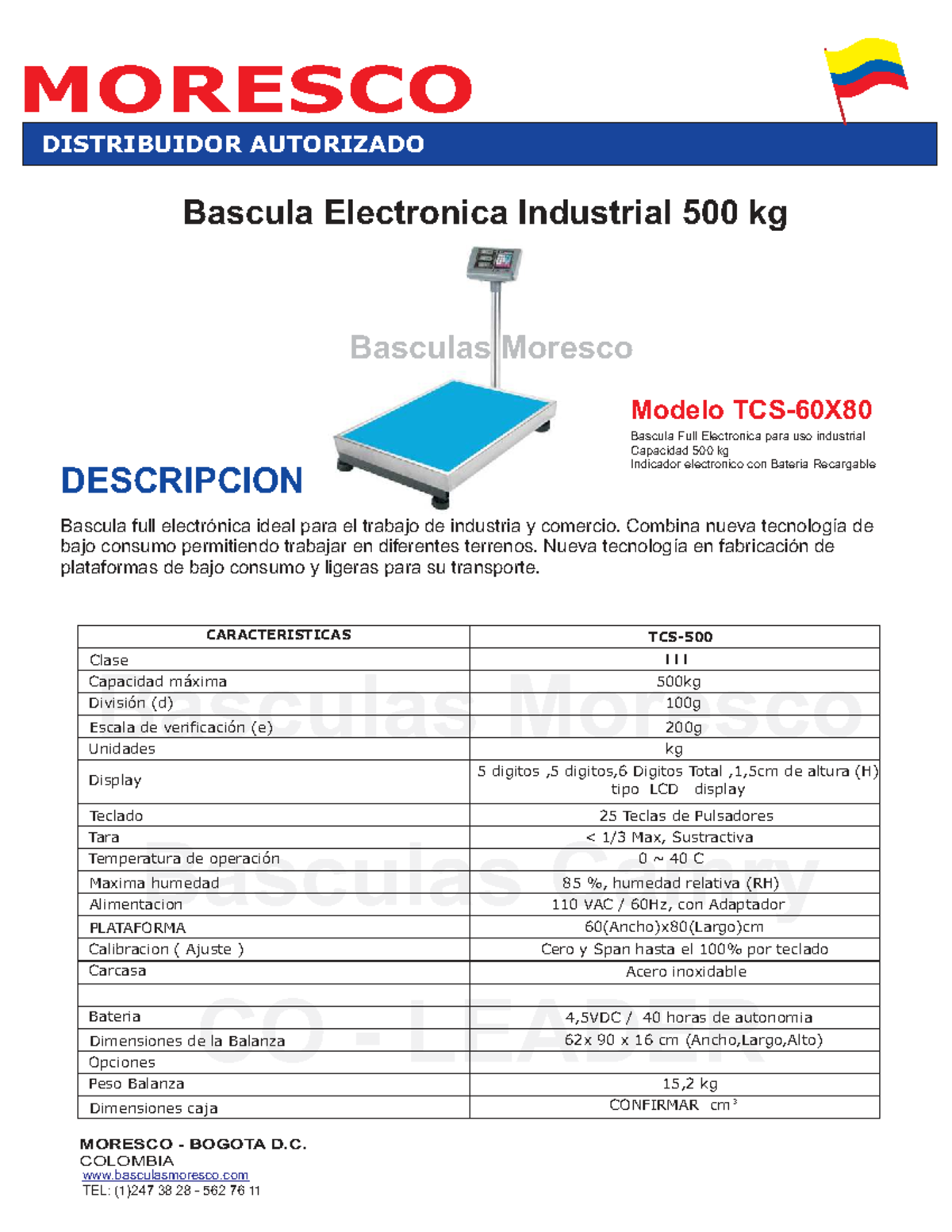 Ficha Técnica Bascula Electrónica Industrial TCS-500 500kg - Studocu