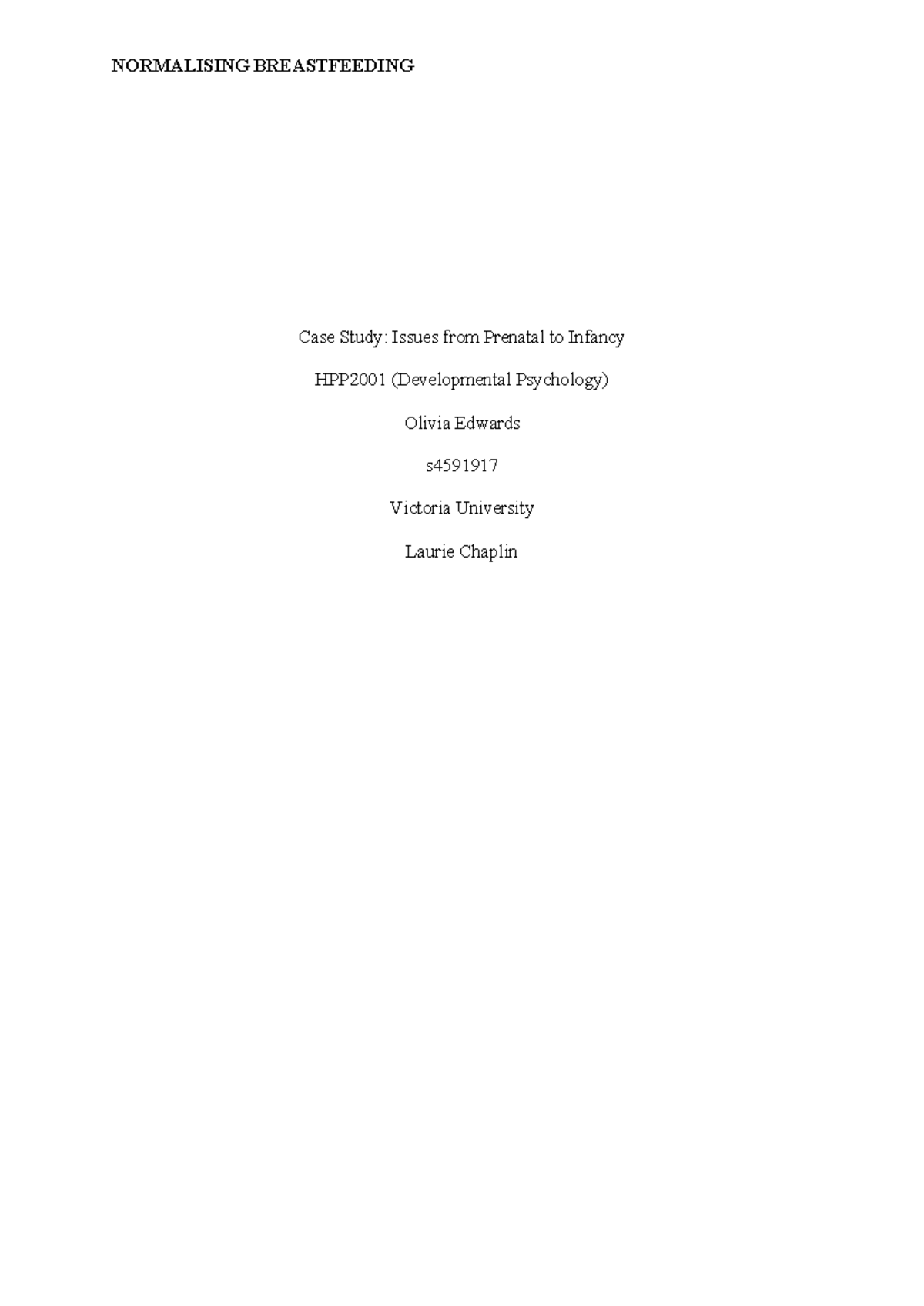HPP2001 Case Study: Normalising Breastfeeding from Prenatal to Infancy ...