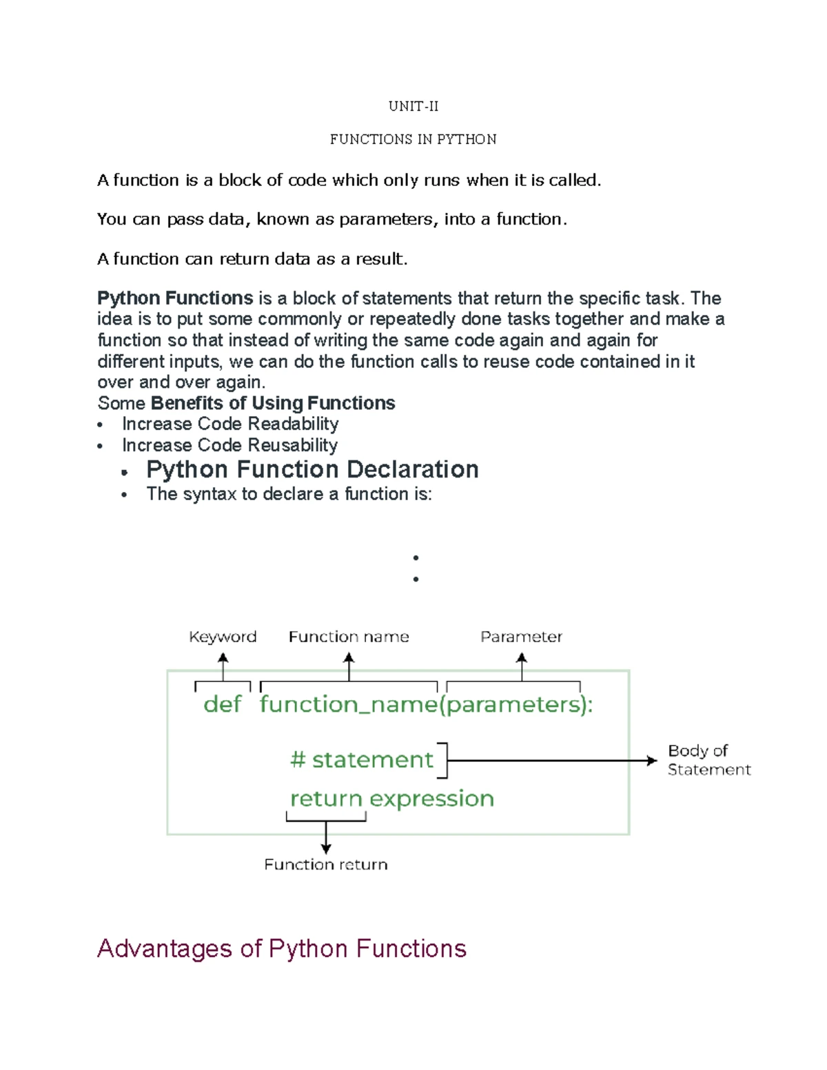 UNIT-IV - python full notes - Reading and Writing Binary Files: To read ...