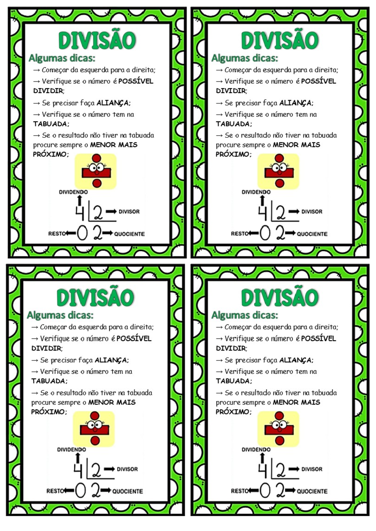 Conceito de divisão - imprimir para alunos - DIVISÃO D DIVISÃO Algumas ...