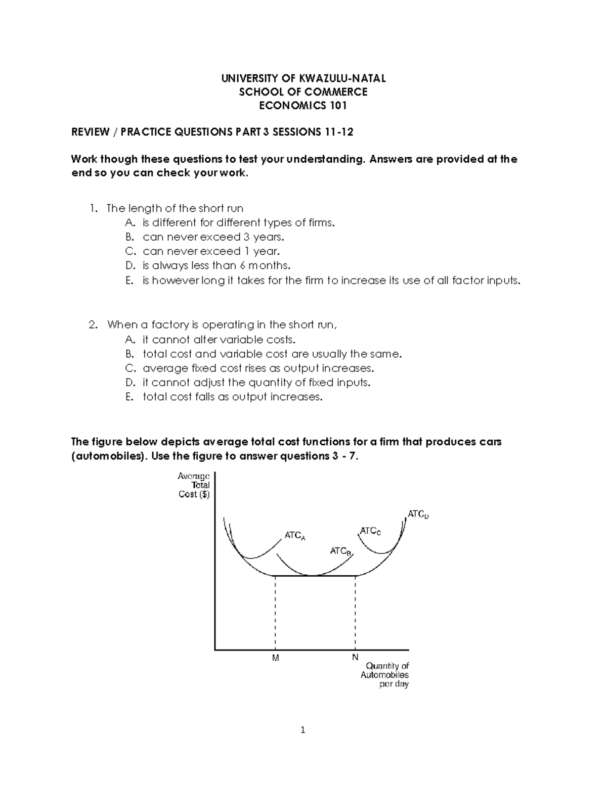 ECO 101 Review Practice Questions Part 3 - Understanding Concepts - Studocu