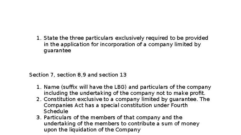 Company Law Notes: Incorporation & Partnership Liabilities (LAW 101 ...