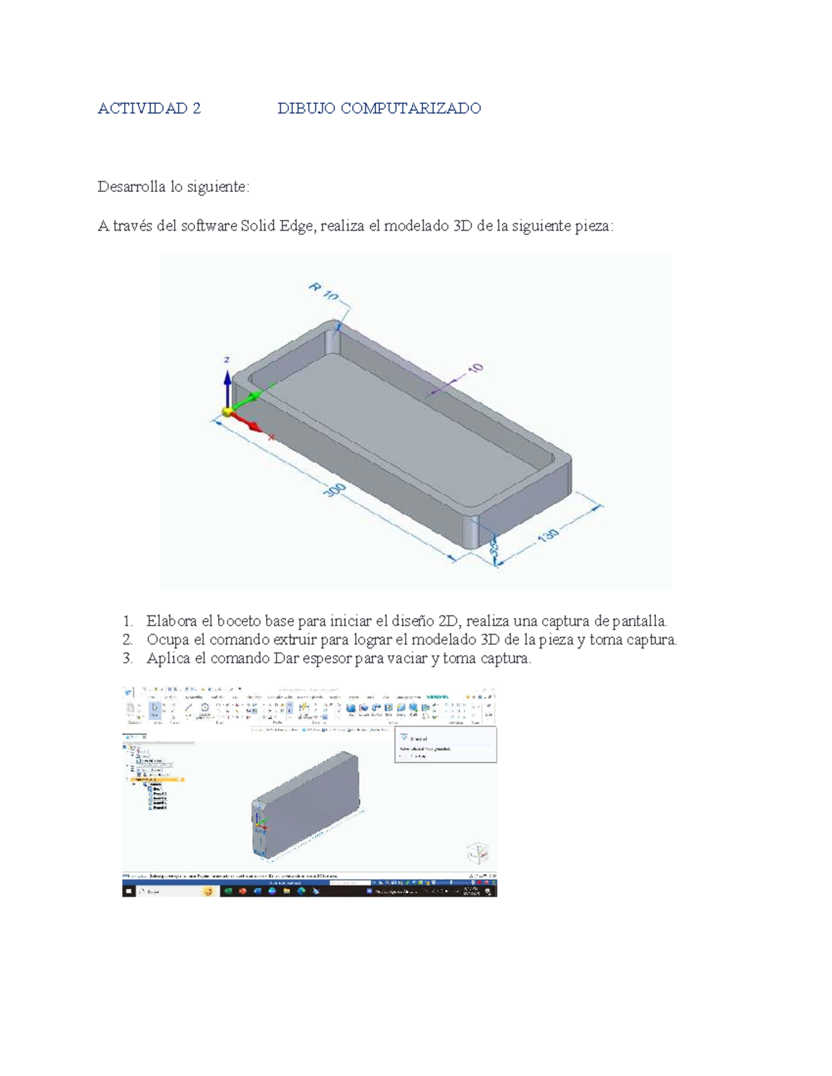 Actividad 2: Modelado 3D en Solid Edge - Dibujo Computarizado - Studocu