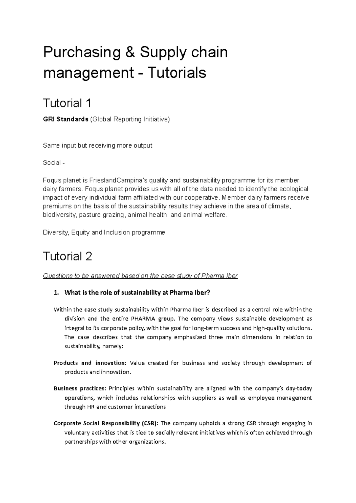 Purchasing & Supply Chain Management - Tutorial 2 on Sustainability ...
