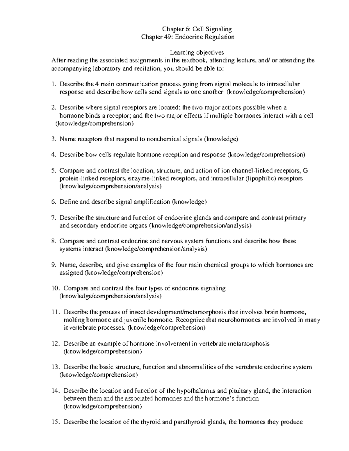 Endocrine System Overview and Key Hormones - BIO 101 Lecture Notes ...