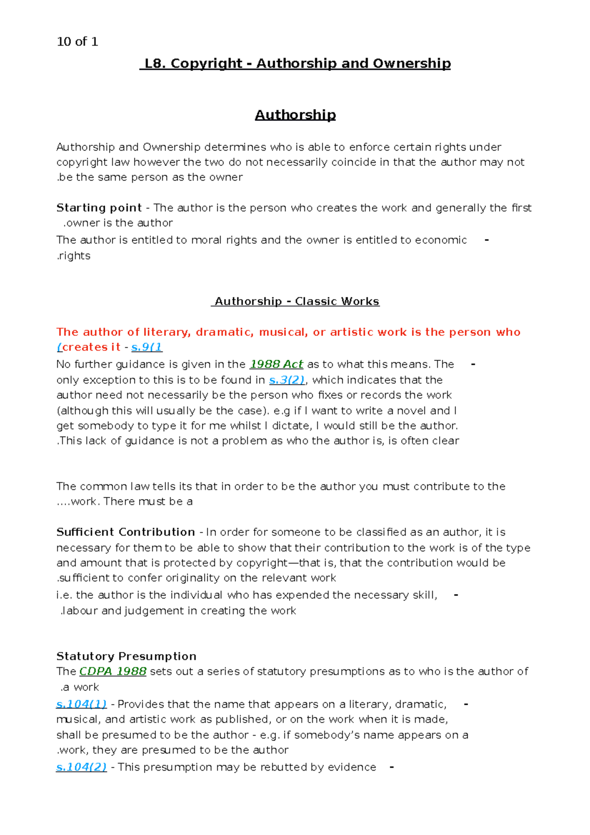 L8. Copyright: Understanding Authorship & Ownership Rights - Studocu