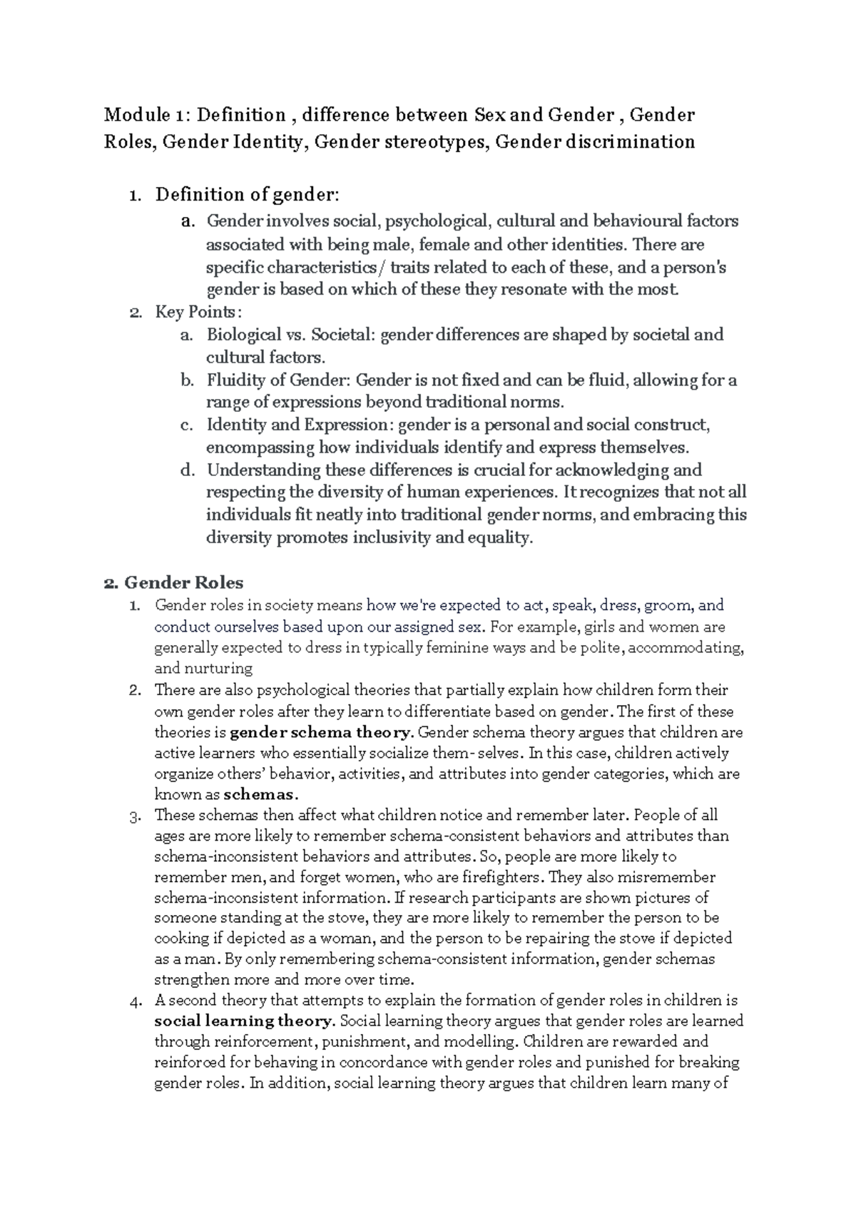 Gender Module 1: Understanding Sex, Gender, Roles, and Discrimination ...
