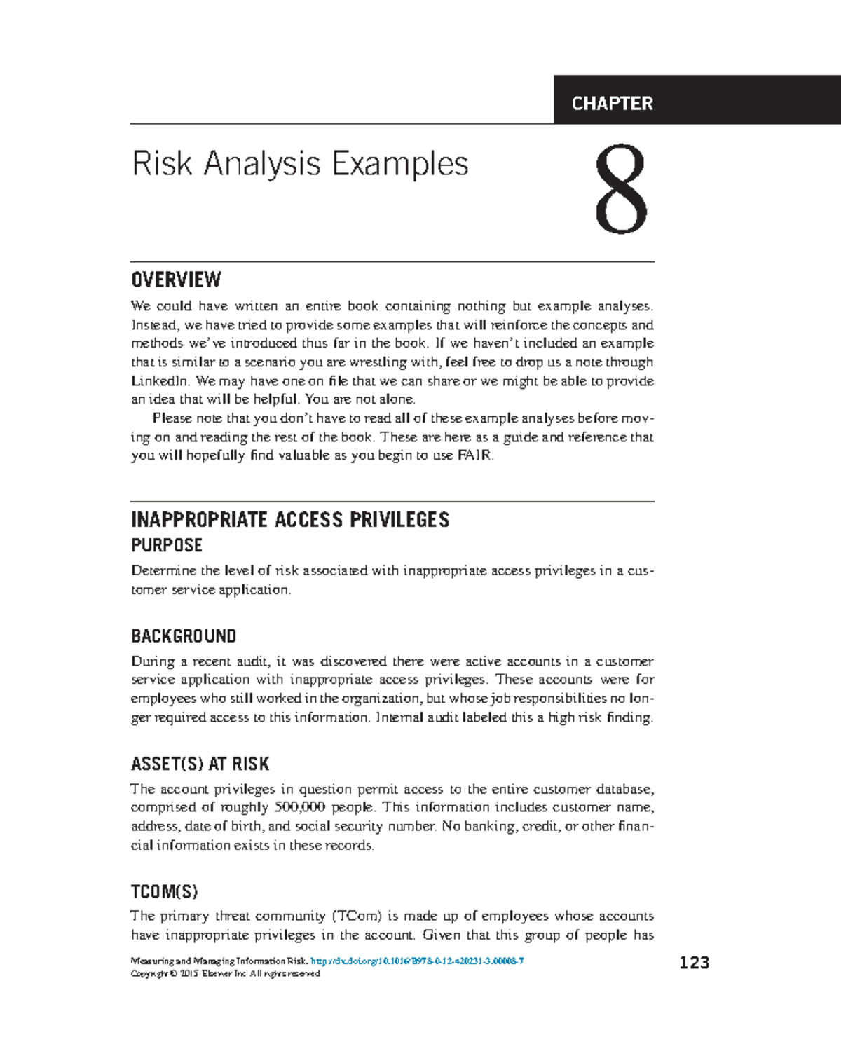 Risk Assessment 1 scenario - Measuring and Managing Information Risk ...