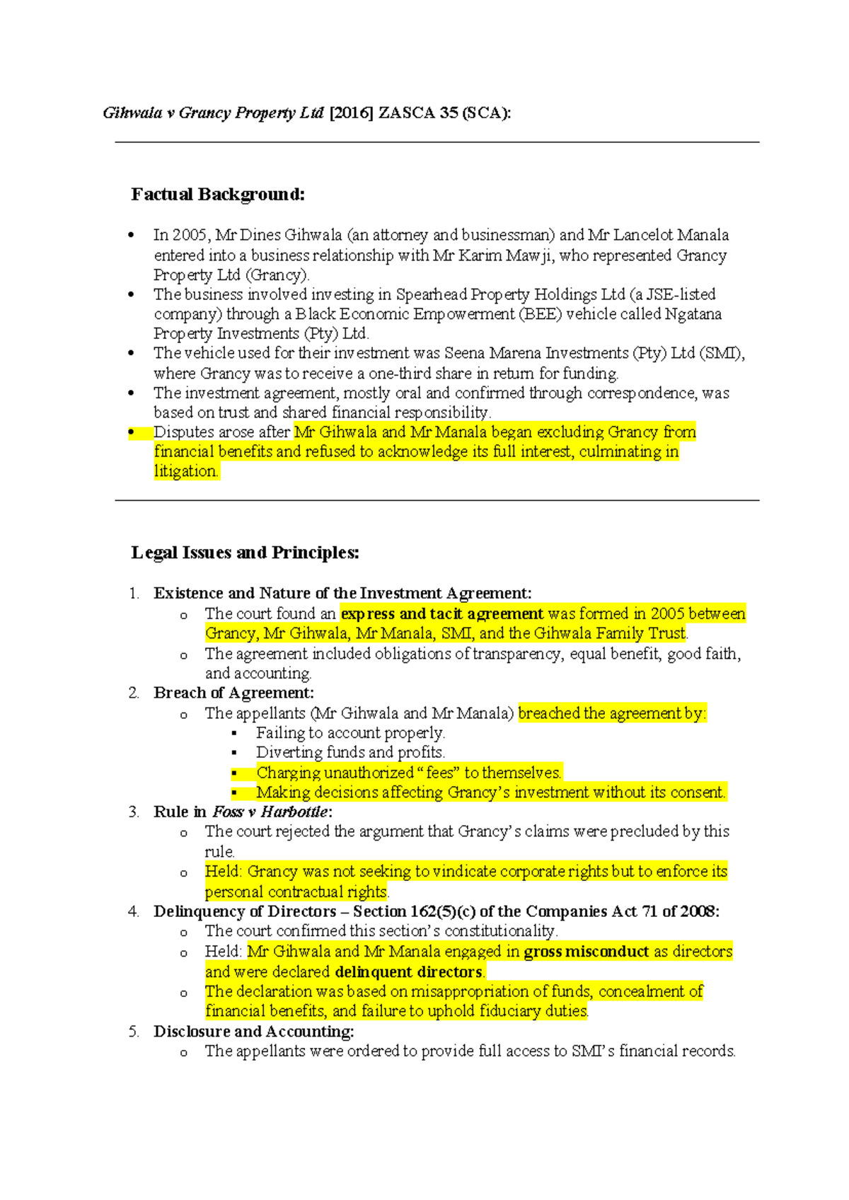 BE Cases - Case Law Summaries and Legal Principles Analysis - Studocu