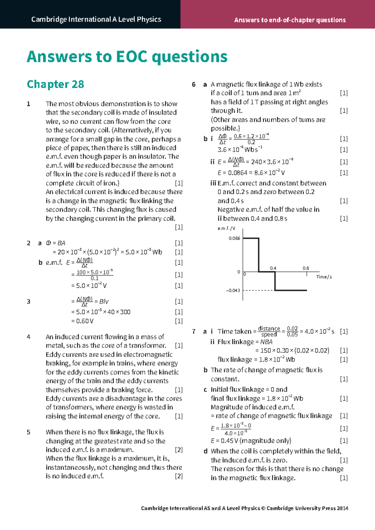 Cambridge A Level Physics EOC Questions Answers - Chapter 28 - Studocu