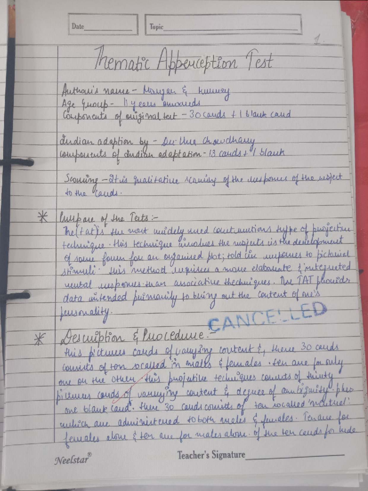 TAT Thematic Apperception Test Overview and Analysis Notes - Studocu