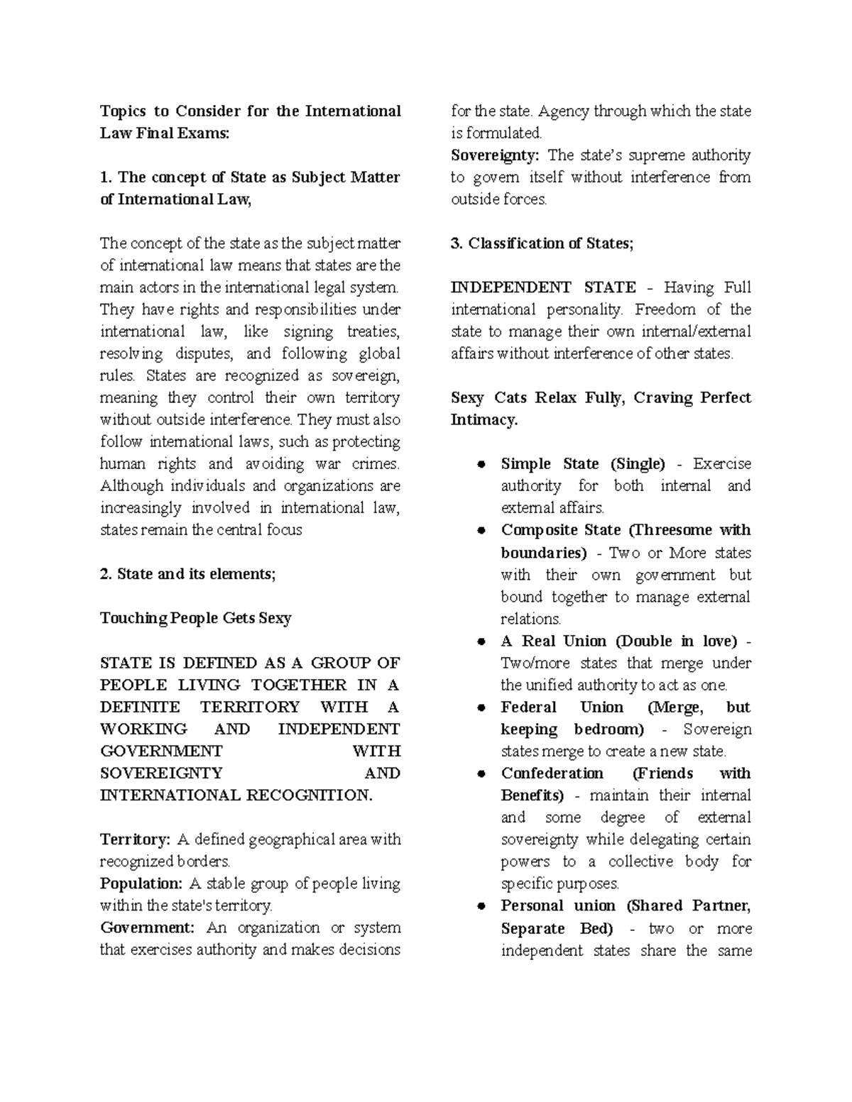 INT. LAW Final Exam Review: Key Topics and Concepts Explained - Studocu