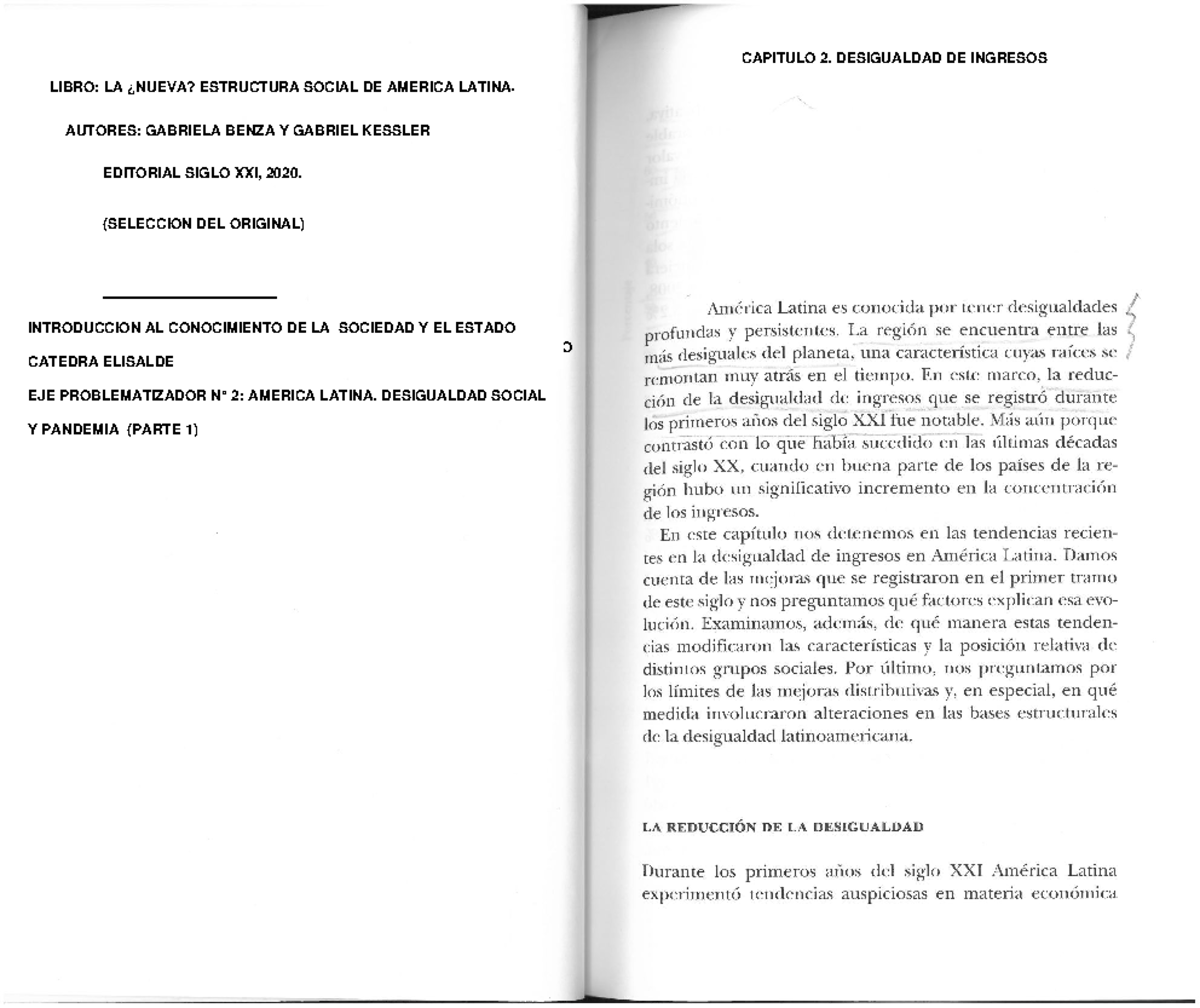 A Latina Parte 1 - LIBRO LA NUEVA ESTRUCTURA SOCIAL DE AMERICA LATINA AUTORES GABRIELA BENZA Y