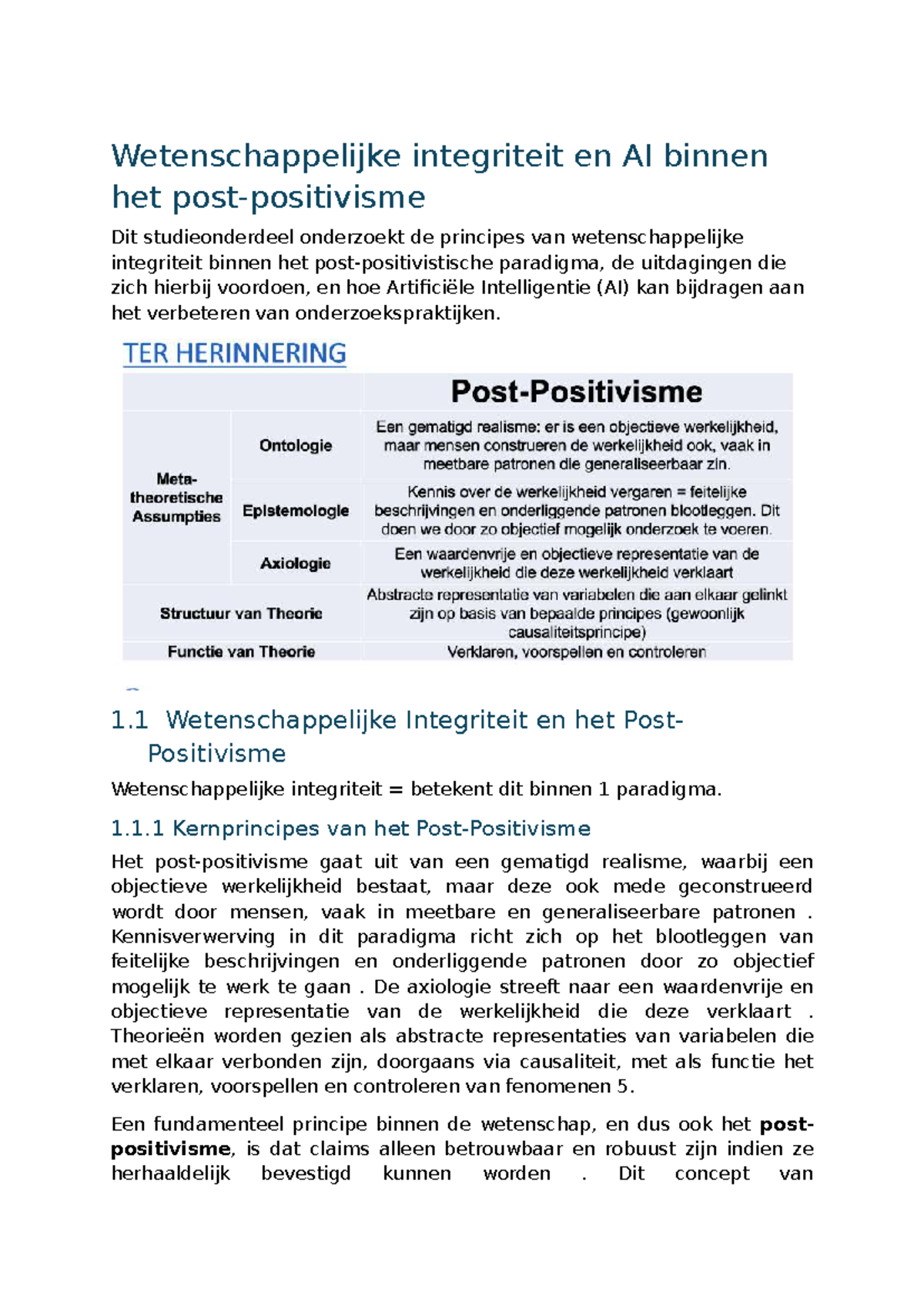 Wetenschappelijke Integriteit en AI: Les 5 Notities - Studocu