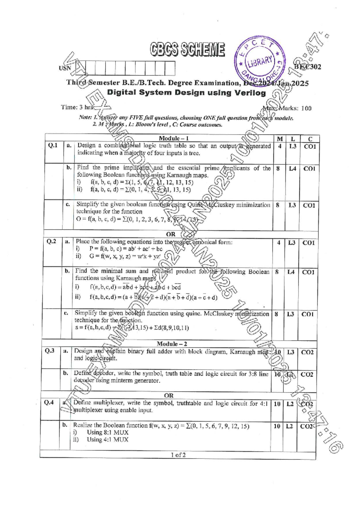 BEC302 - Digital System Design Exam Paper, Dec 2025 - Studocu